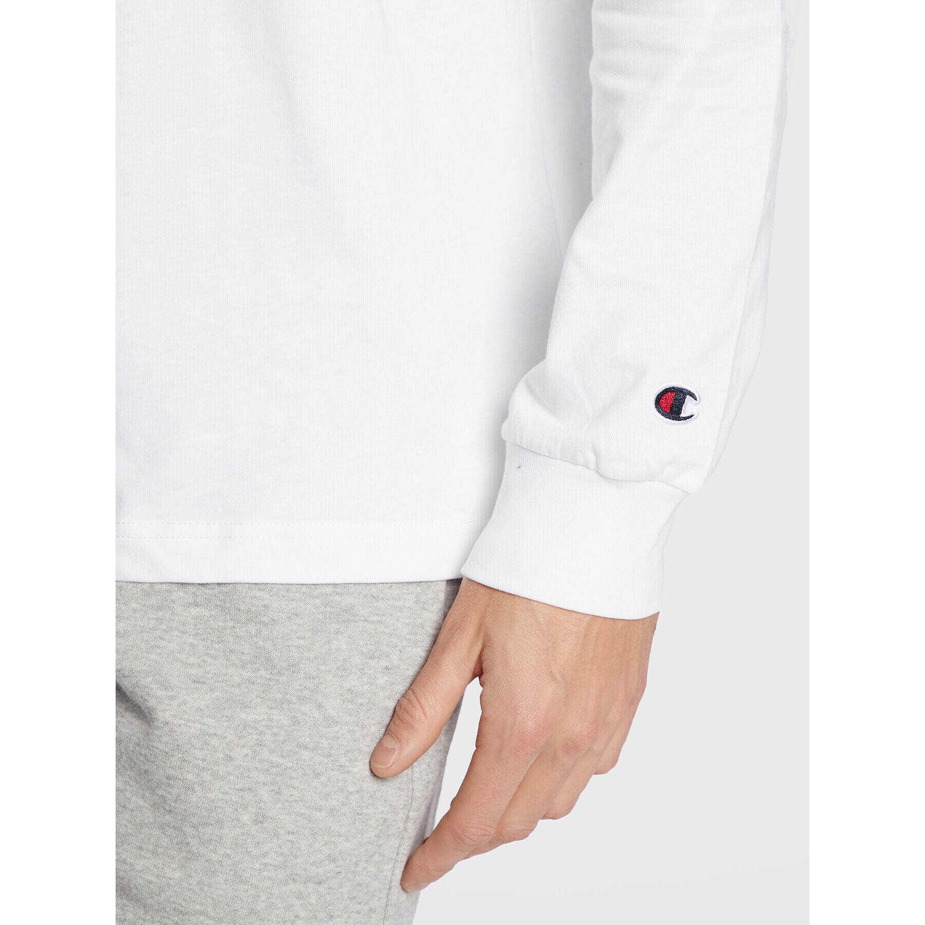 Champion Longsleeve Crewneck 217868 Alb Regular Fit - Pled.ro