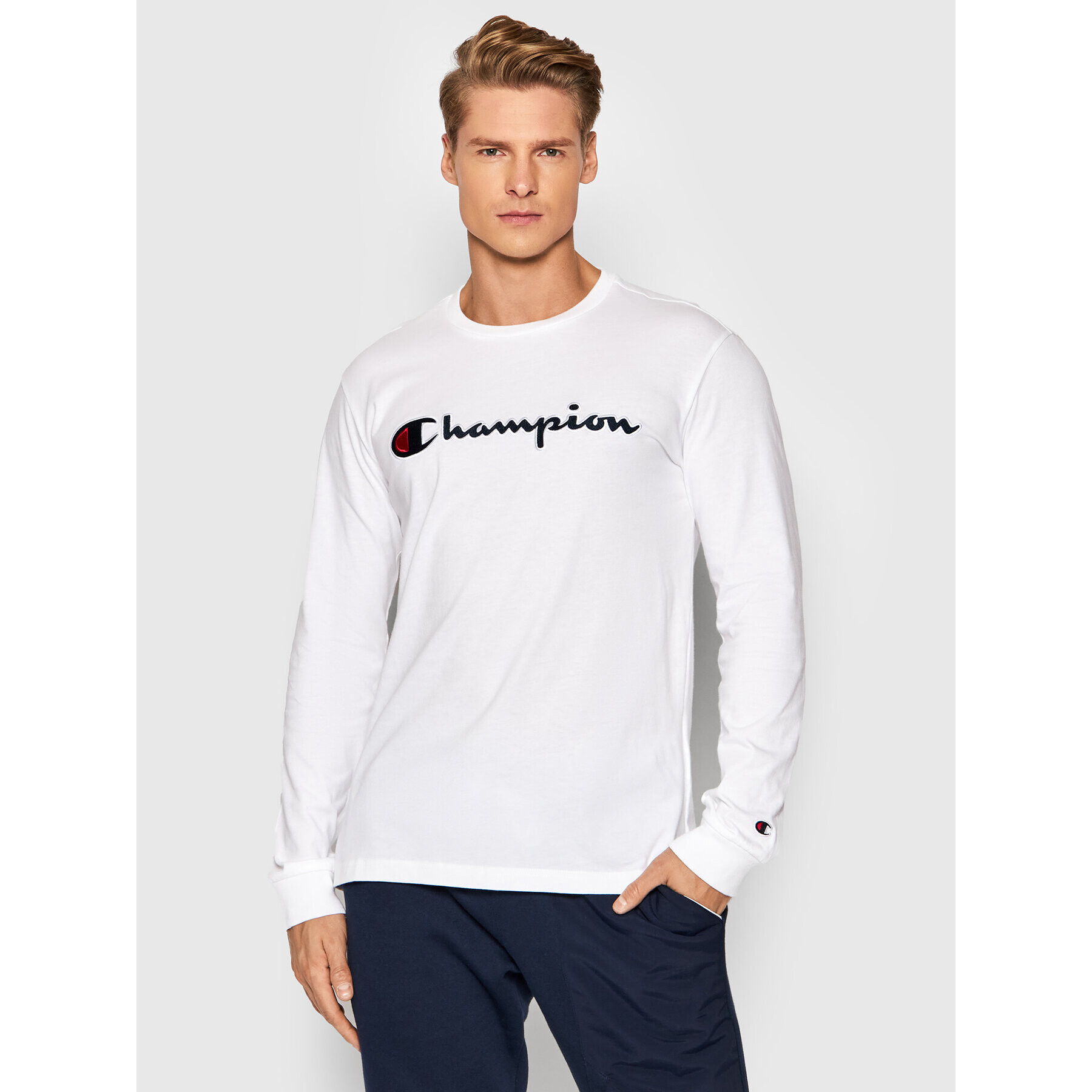 Champion Longsleeve High 216474 Alb Comfort Fit - Pled.ro