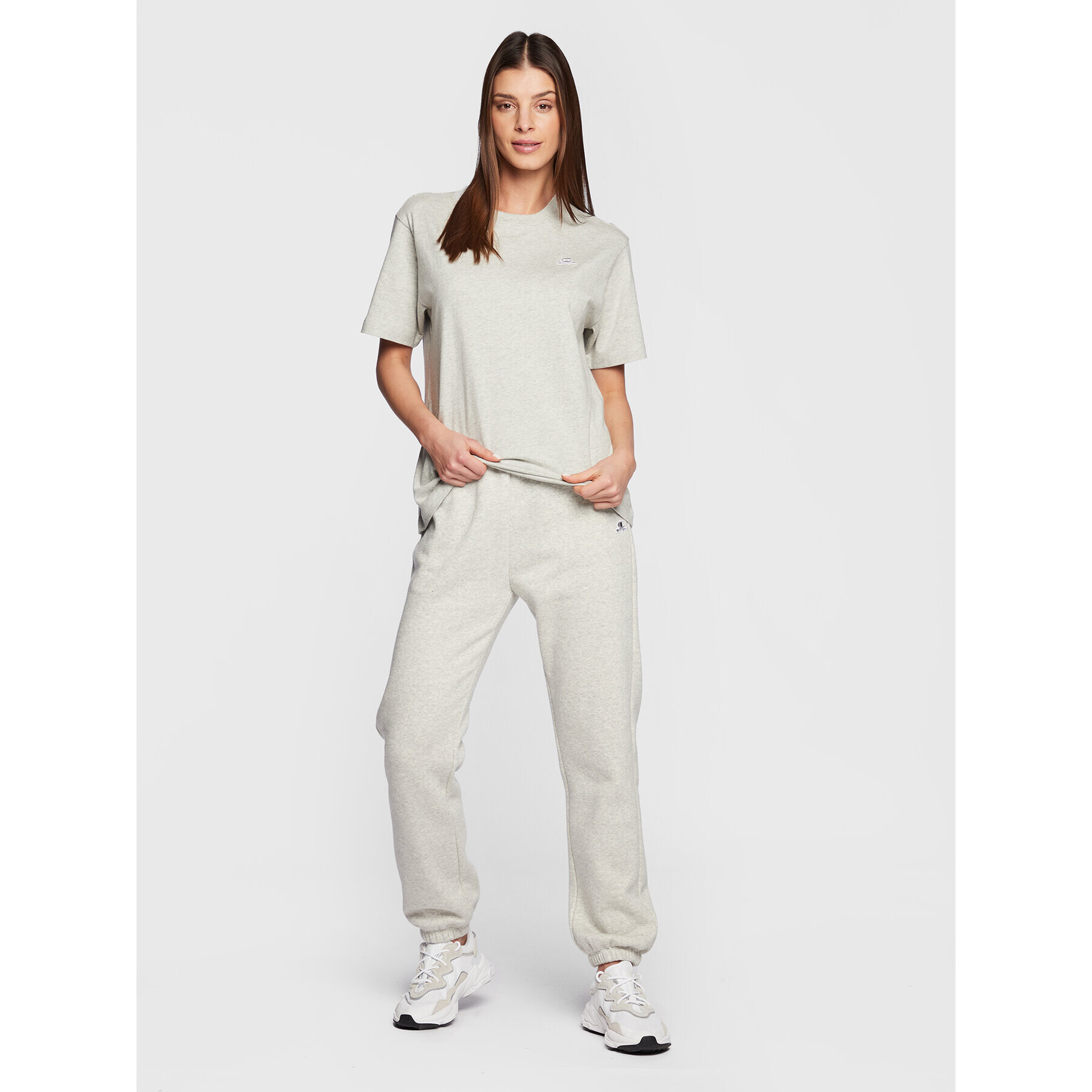 Champion Pantaloni trening Logo Embroidery Fleece 115487 Gri Relaxed Fit - Pled.ro