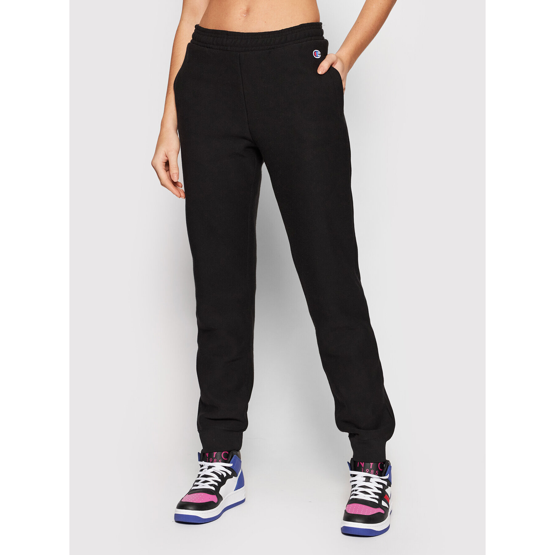 Champion Pantaloni trening Ribbed Cuffed 114614 Negru Regular Fit - Pled.ro