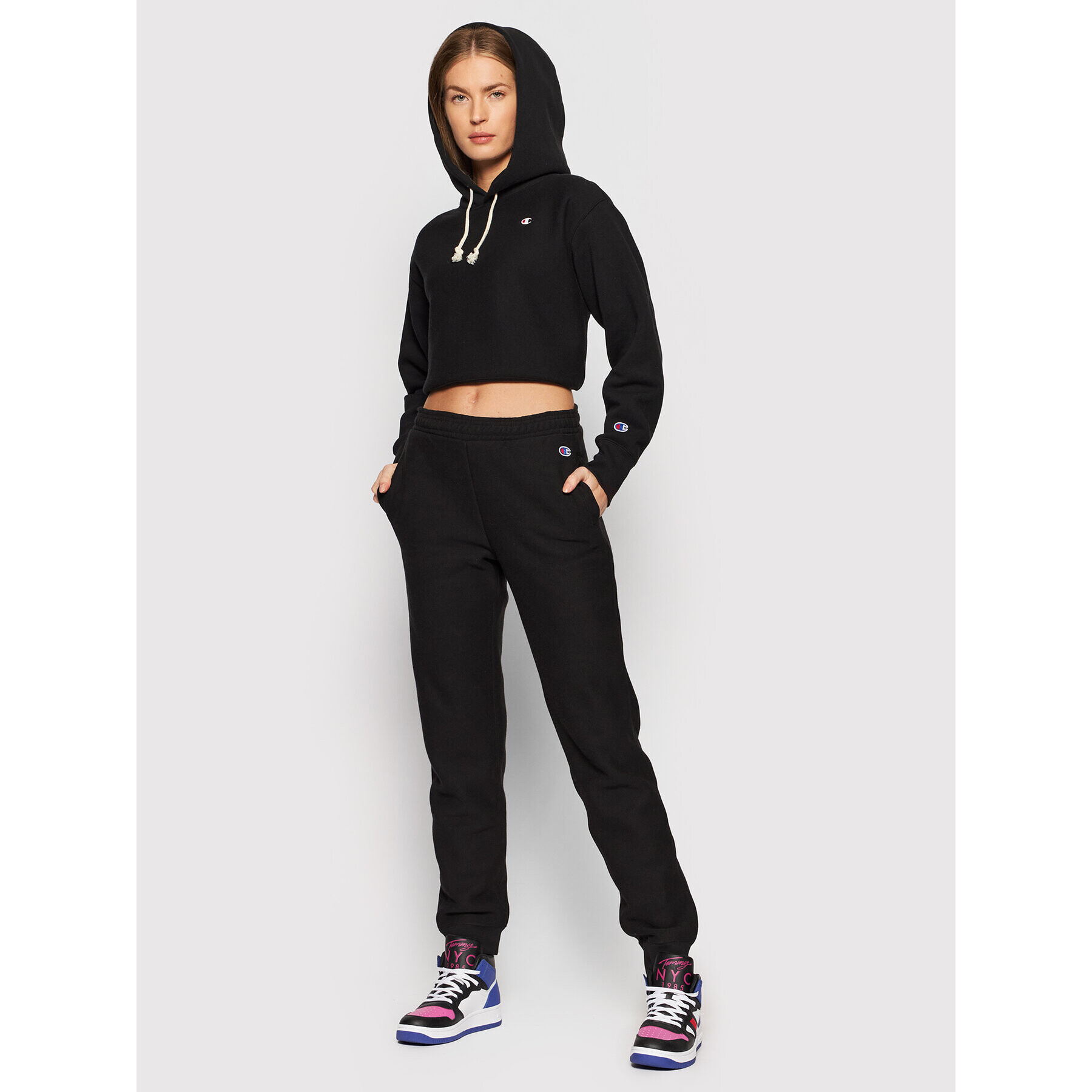 Champion Pantaloni trening Ribbed Cuffed 114614 Negru Regular Fit - Pled.ro