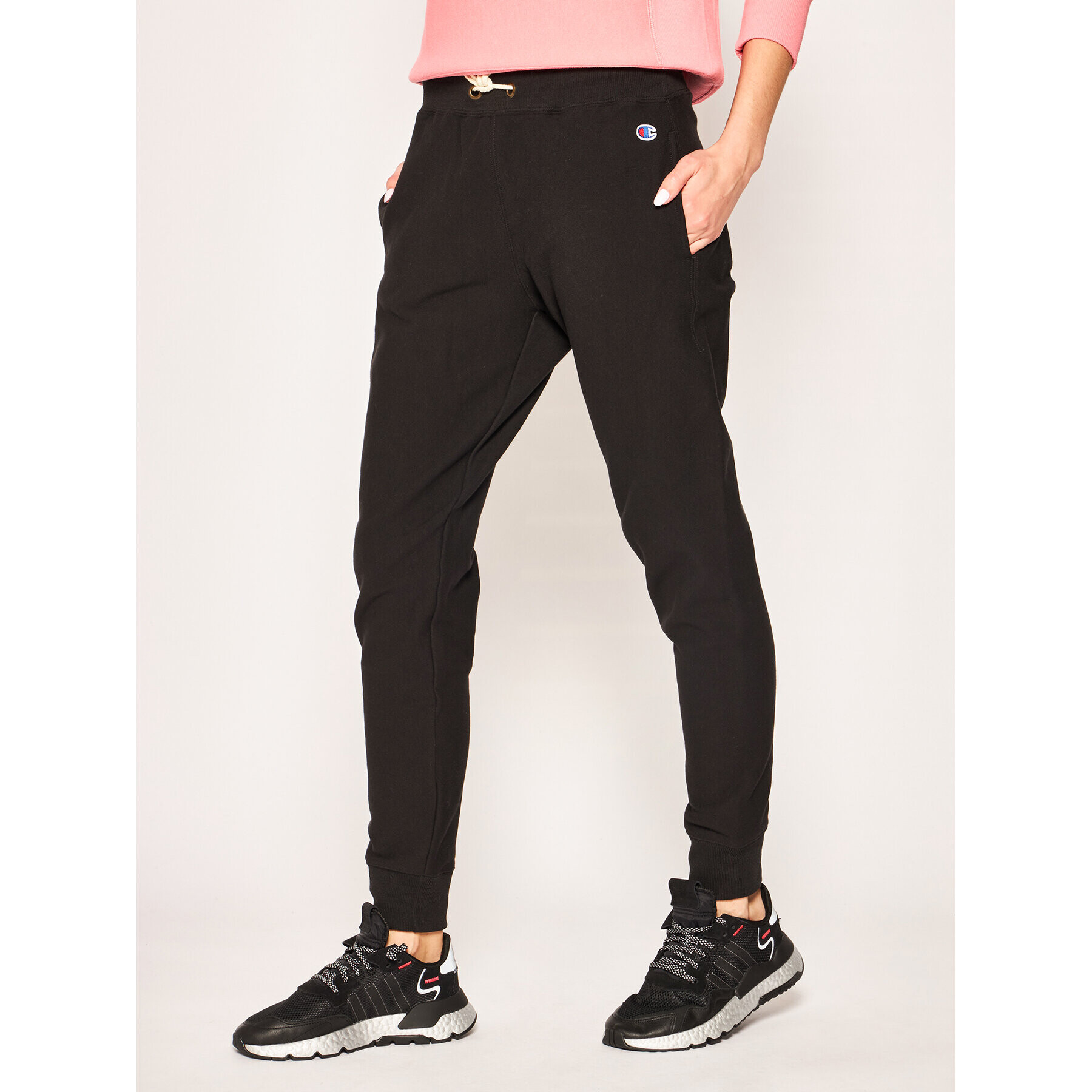 Champion Pantaloni trening Ribbed Cuffed Stretch 112535 Negru Regular Fit - Pled.ro