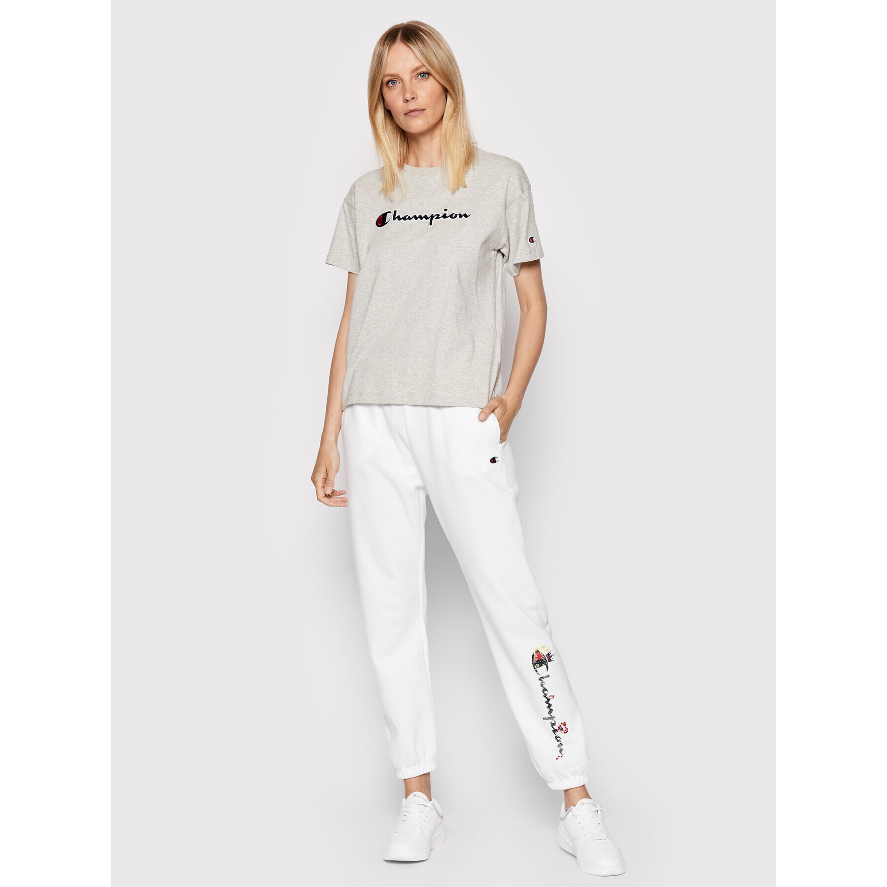 Champion Pantaloni trening Stitched With Love 115041 Alb Custom Fit - Pled.ro