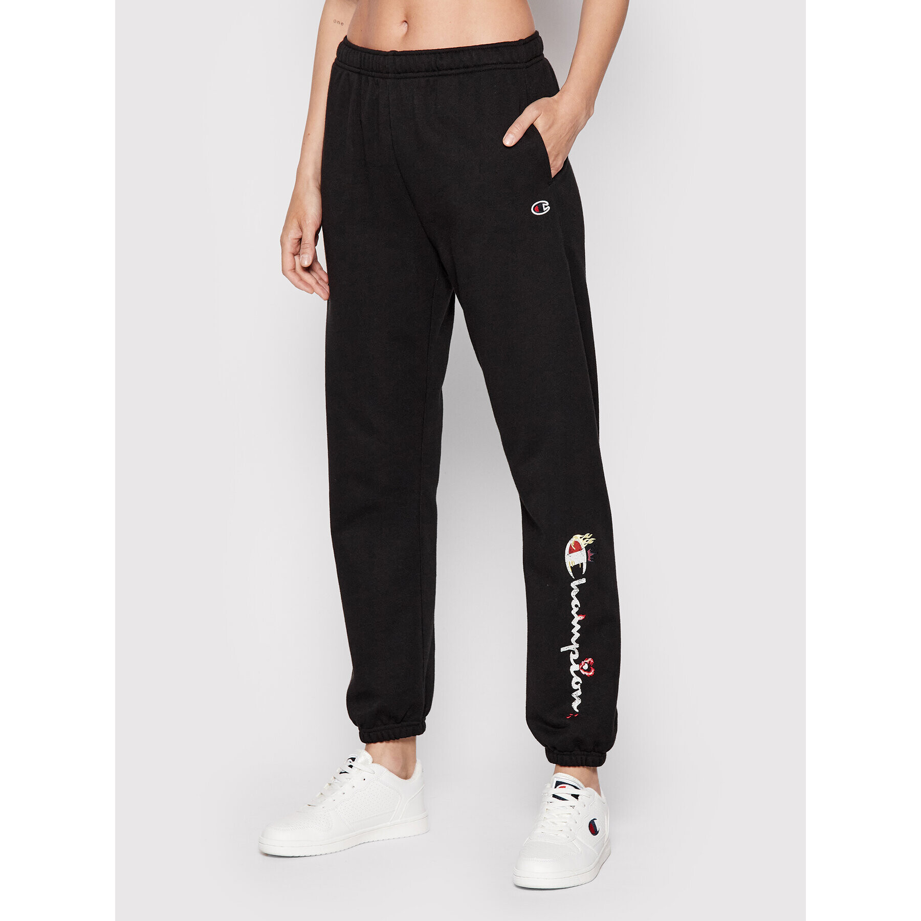 Champion Pantaloni trening Stitched With Love 115041 Negru Custom Fit - Pled.ro