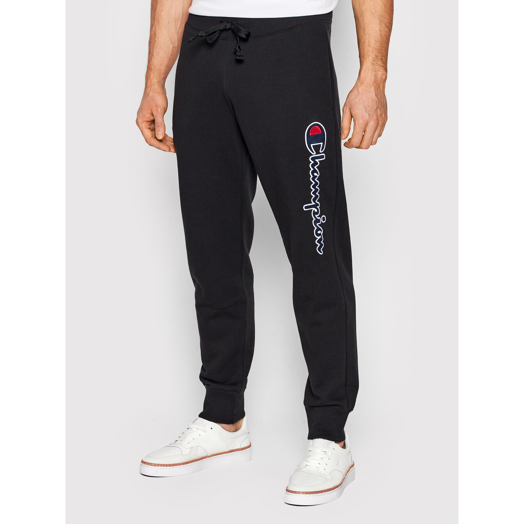 Champion Pantaloni trening Vertical Logo 217062 Negru Regular Fit - Pled.ro