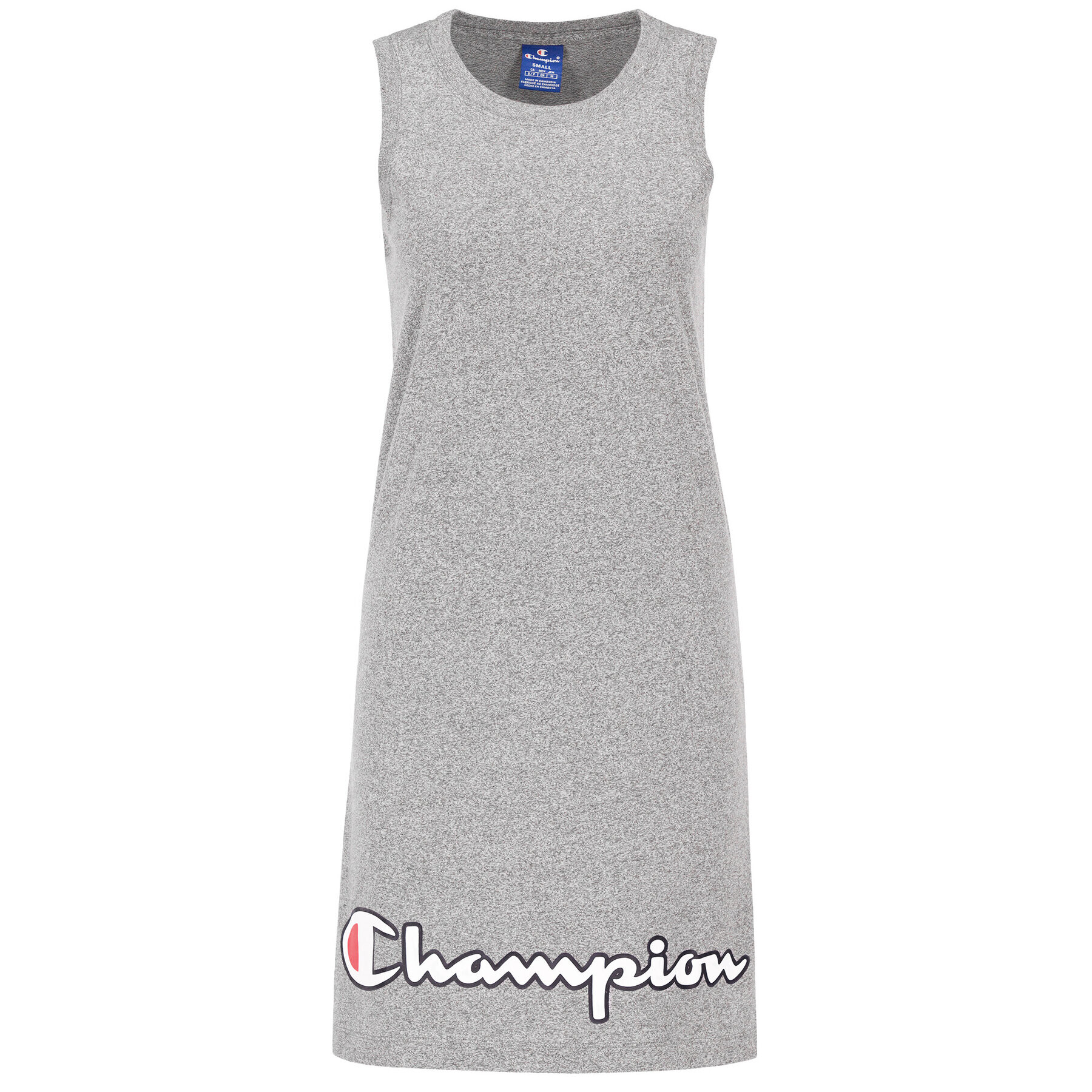 Champion Rochie de zi Script Logo Ribbed Trim 112657 Gri Regular Fit - Pled.ro