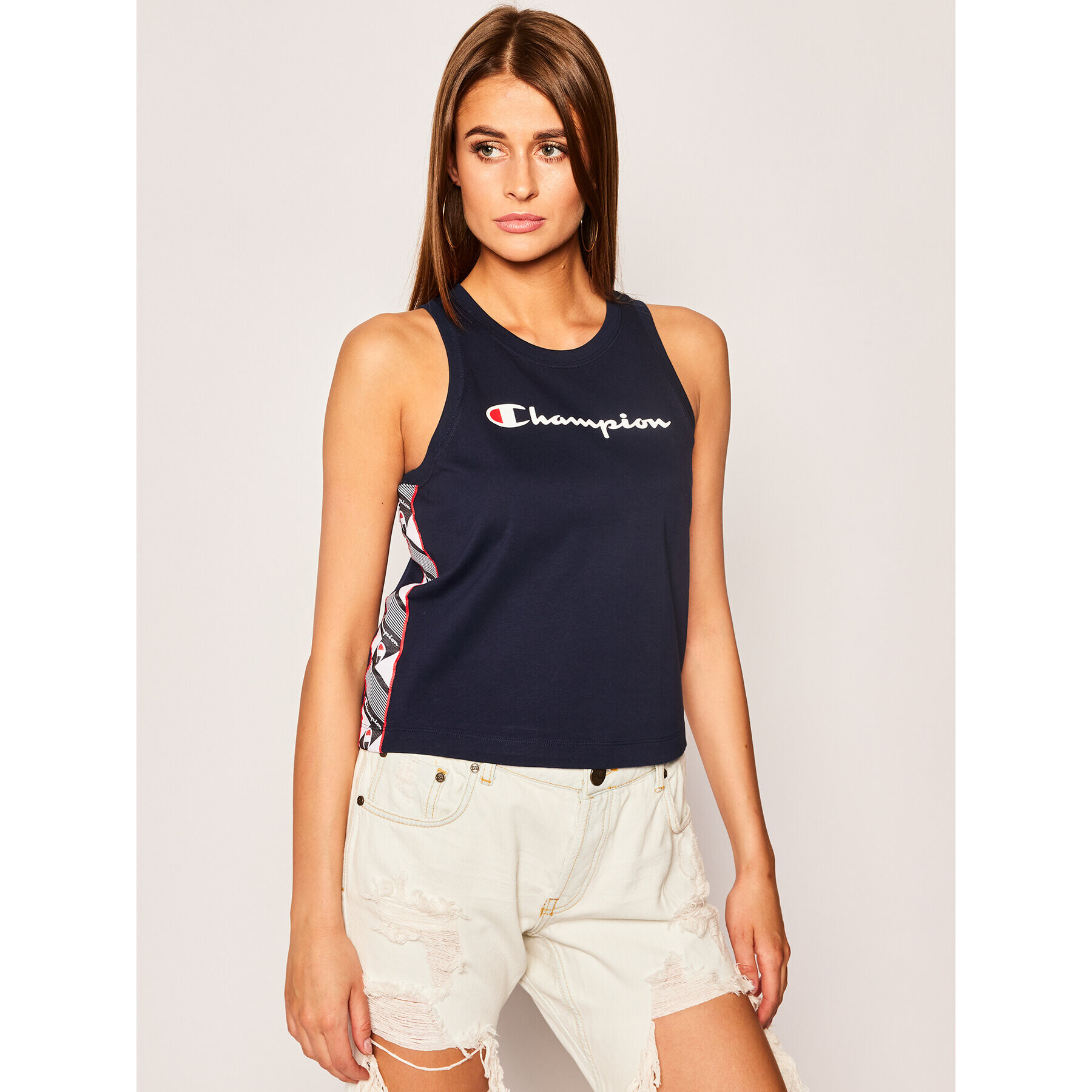 Champion Top Jacquard Logo Tape 112768 Bleumarin Regular Fit - Pled.ro