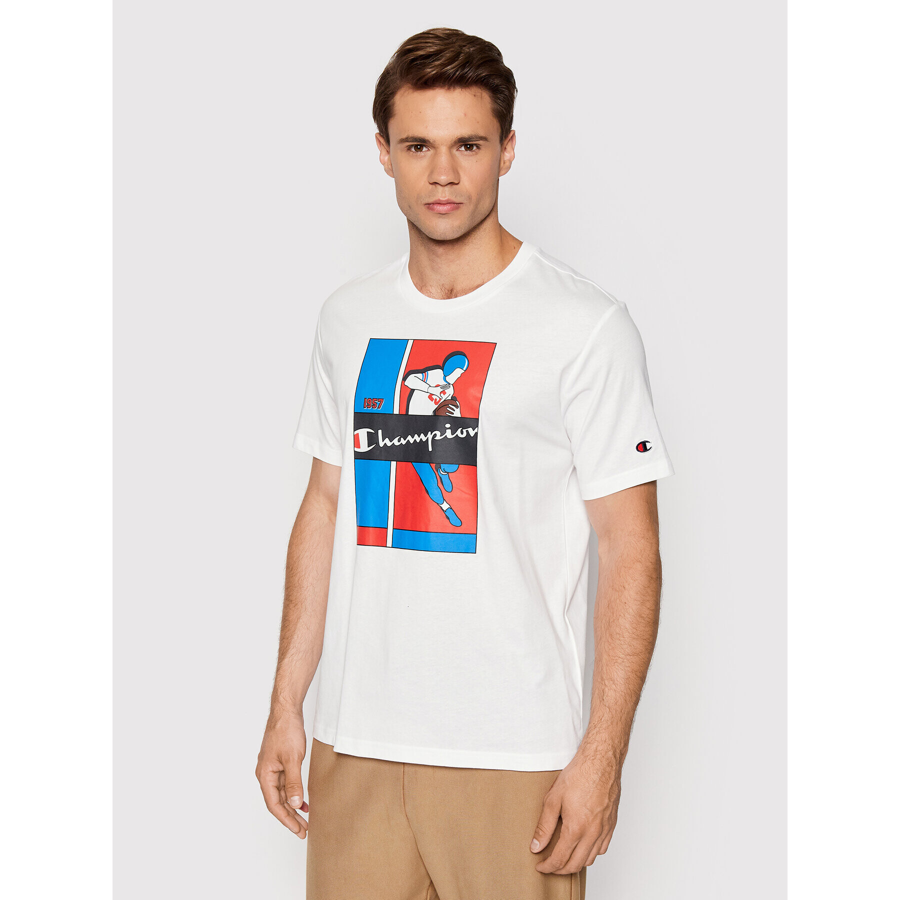 Champion Tricou 217274 Alb Regular Fit - Pled.ro