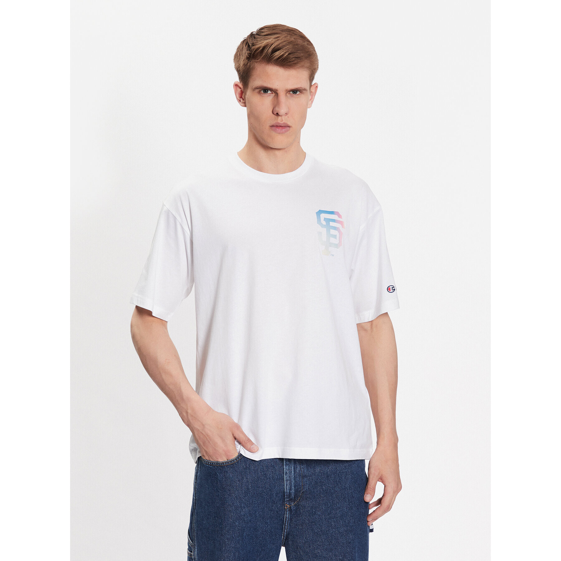 Champion Tricou 218923 Alb Regular Fit - Pled.ro