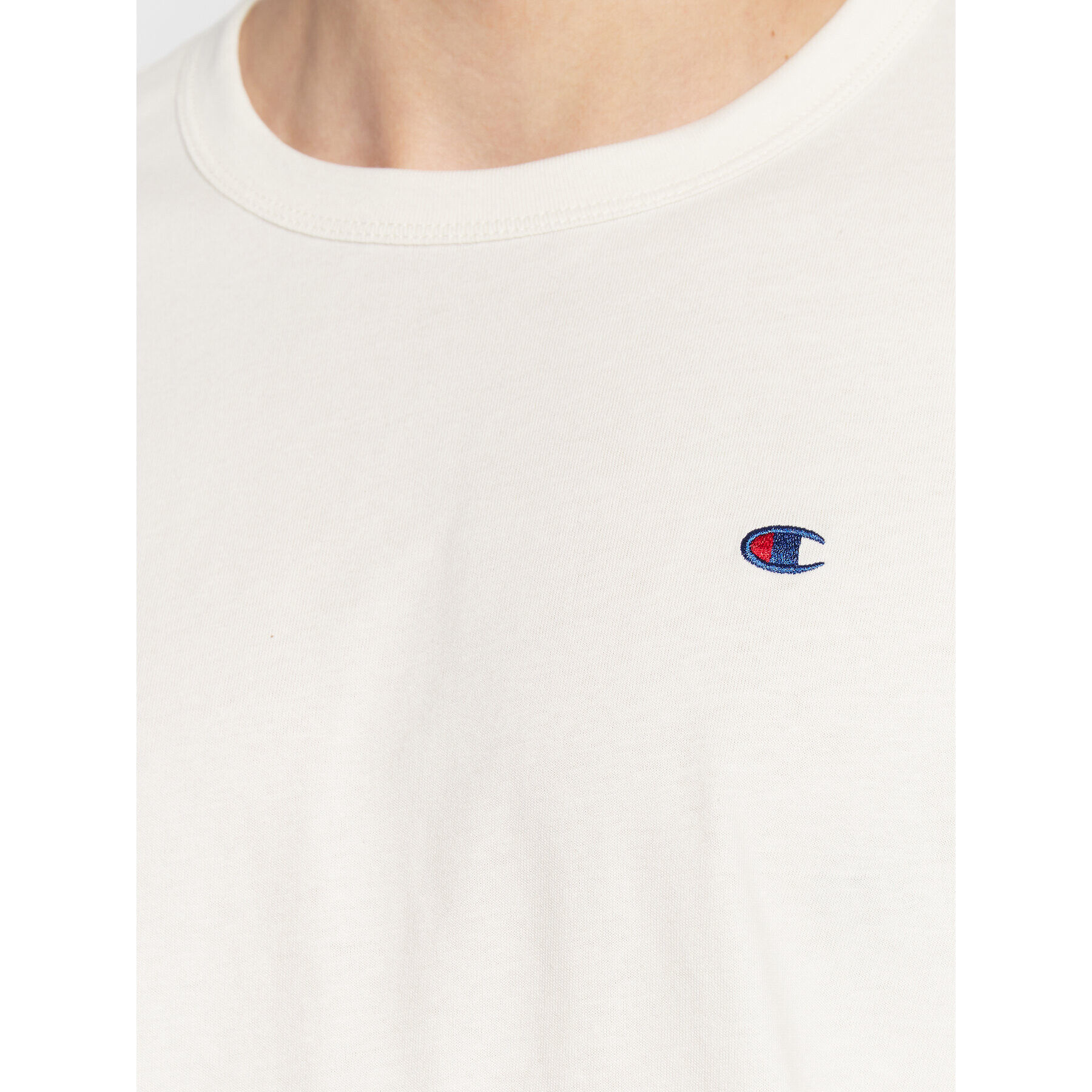 Champion Tricou Basic C Logo 216545 Alb Custom Fit - Pled.ro