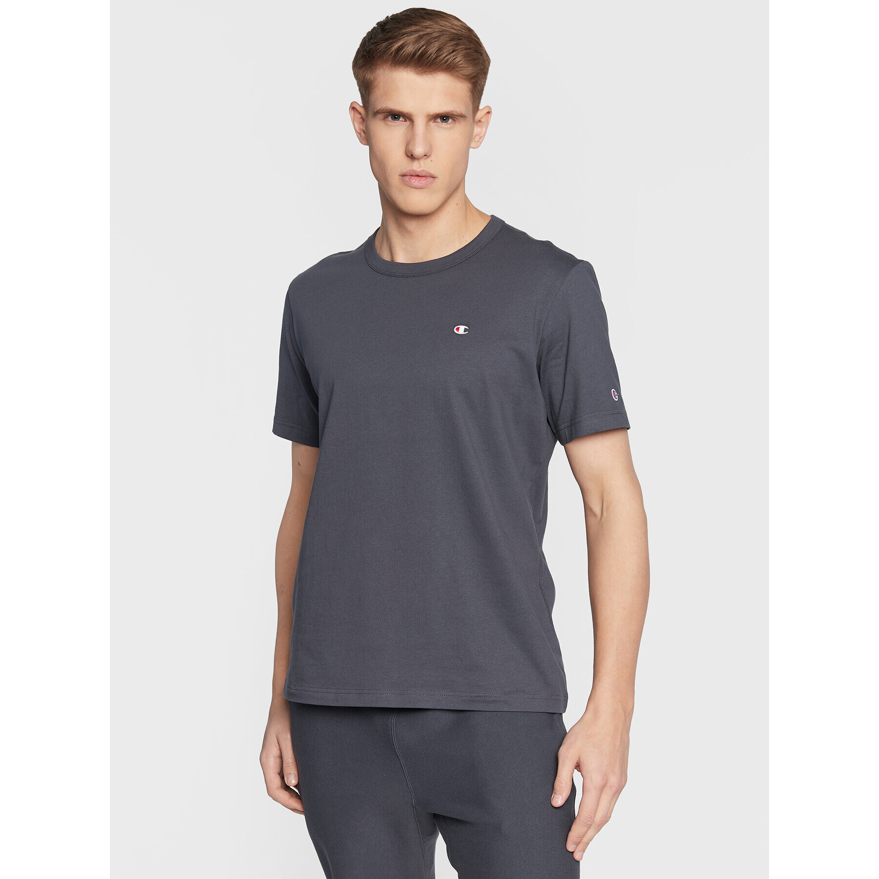 Champion Tricou Basic C Logo 216545 Albastru Custom Fit - Pled.ro