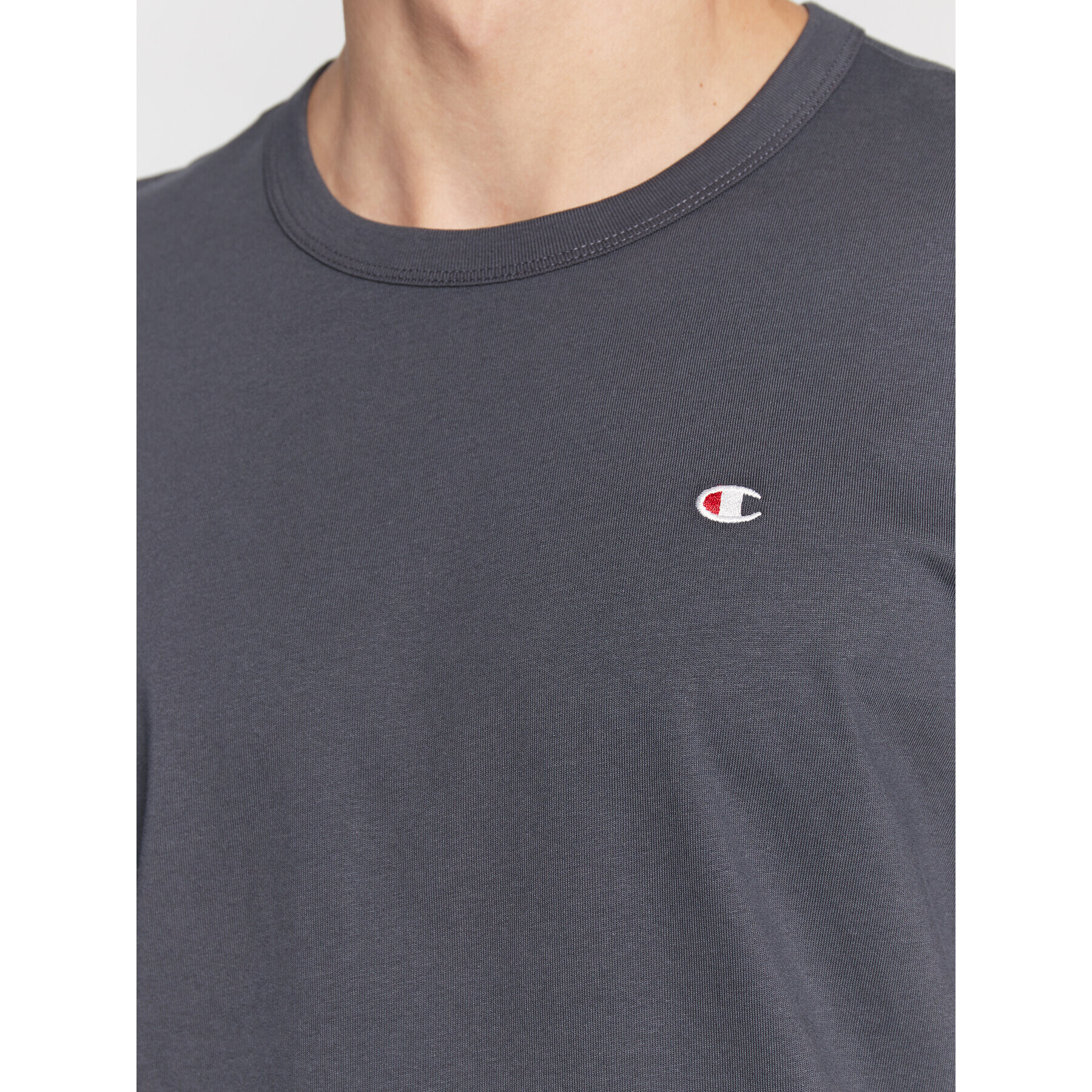 Champion Tricou Basic C Logo 216545 Albastru Custom Fit - Pled.ro