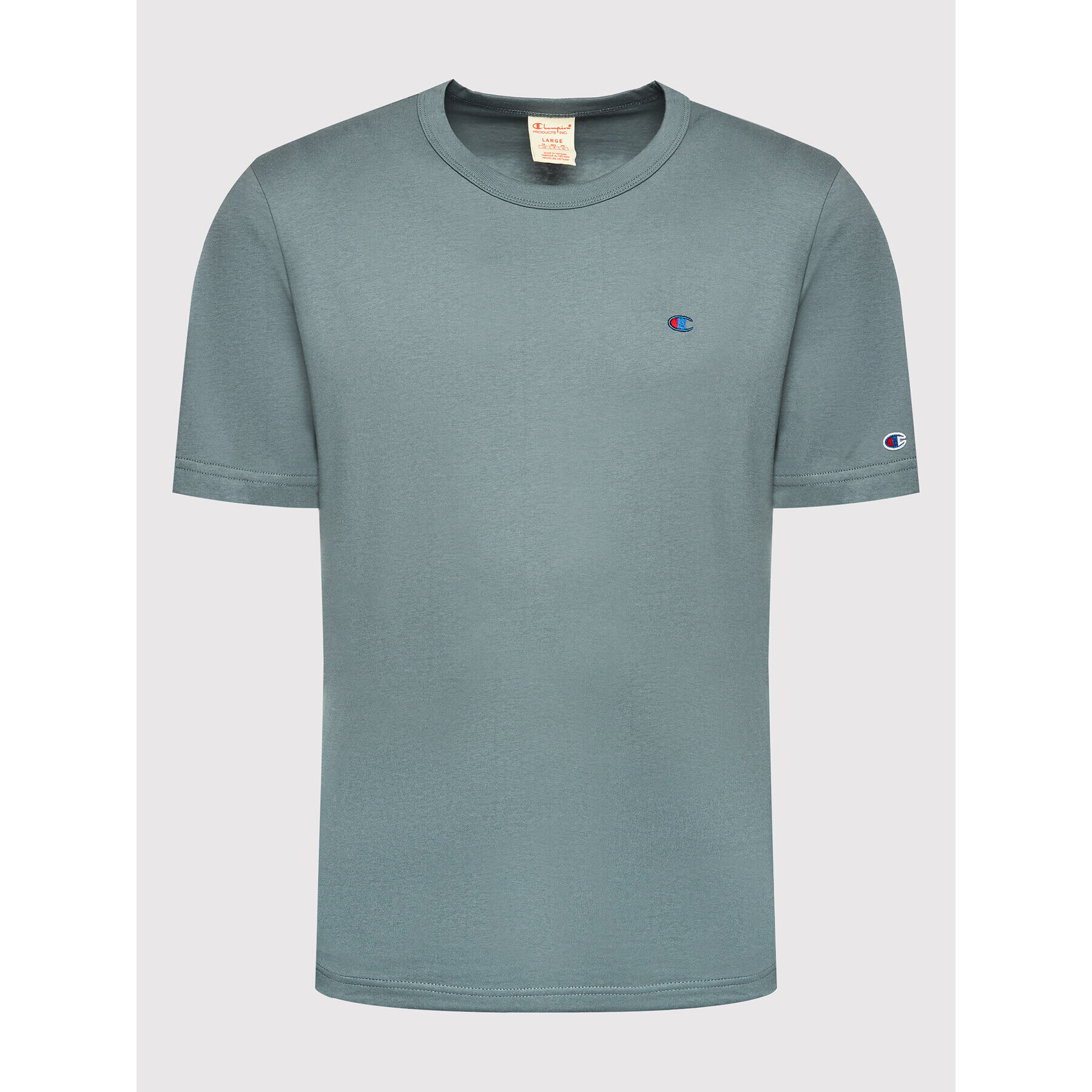 Champion Tricou Basic C Logo 216545 Gri Regular Fit - Pled.ro