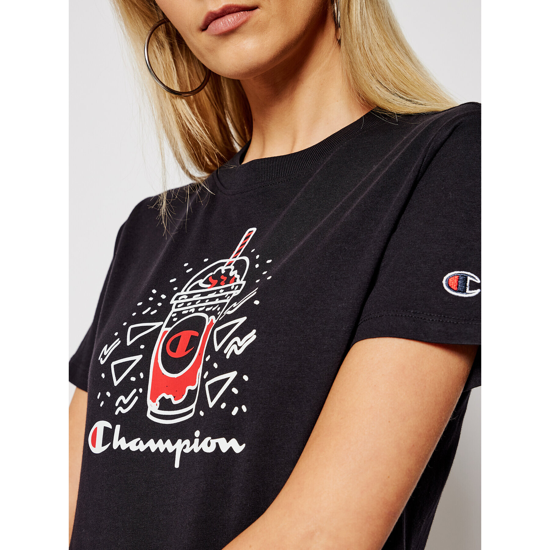 Champion Tricou Basketball Logo Digital Print 112965 Negru Custom Fit - Pled.ro