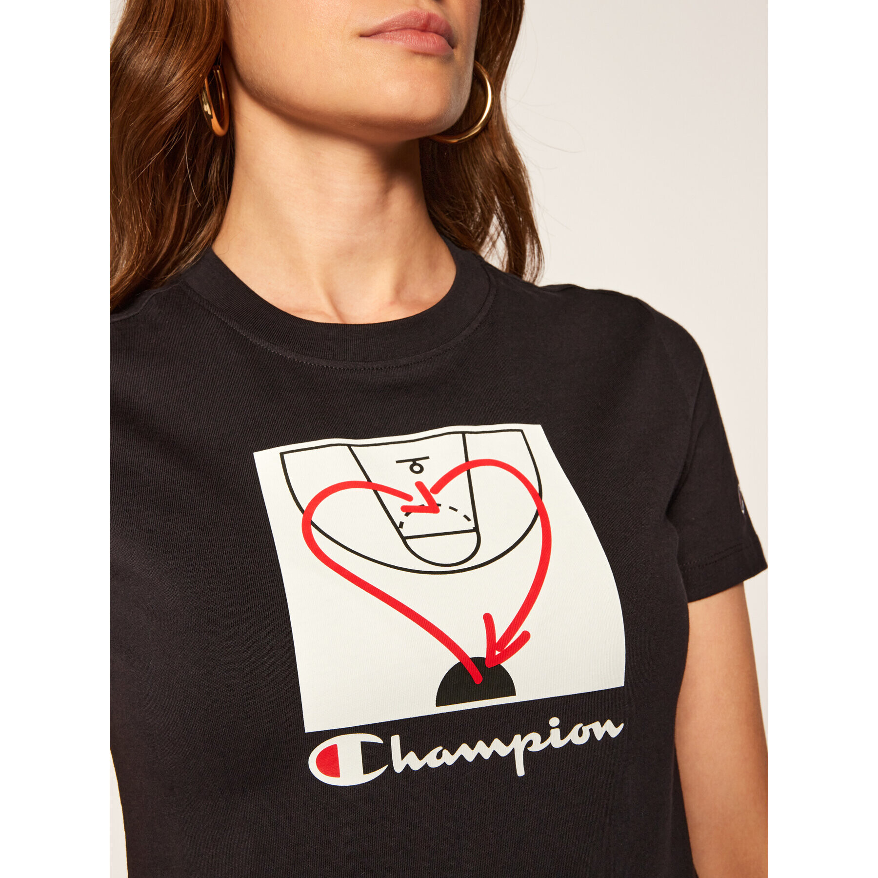 Champion Tricou Basketball Logo Digital Print 112965 Negru Custom Fit - Pled.ro