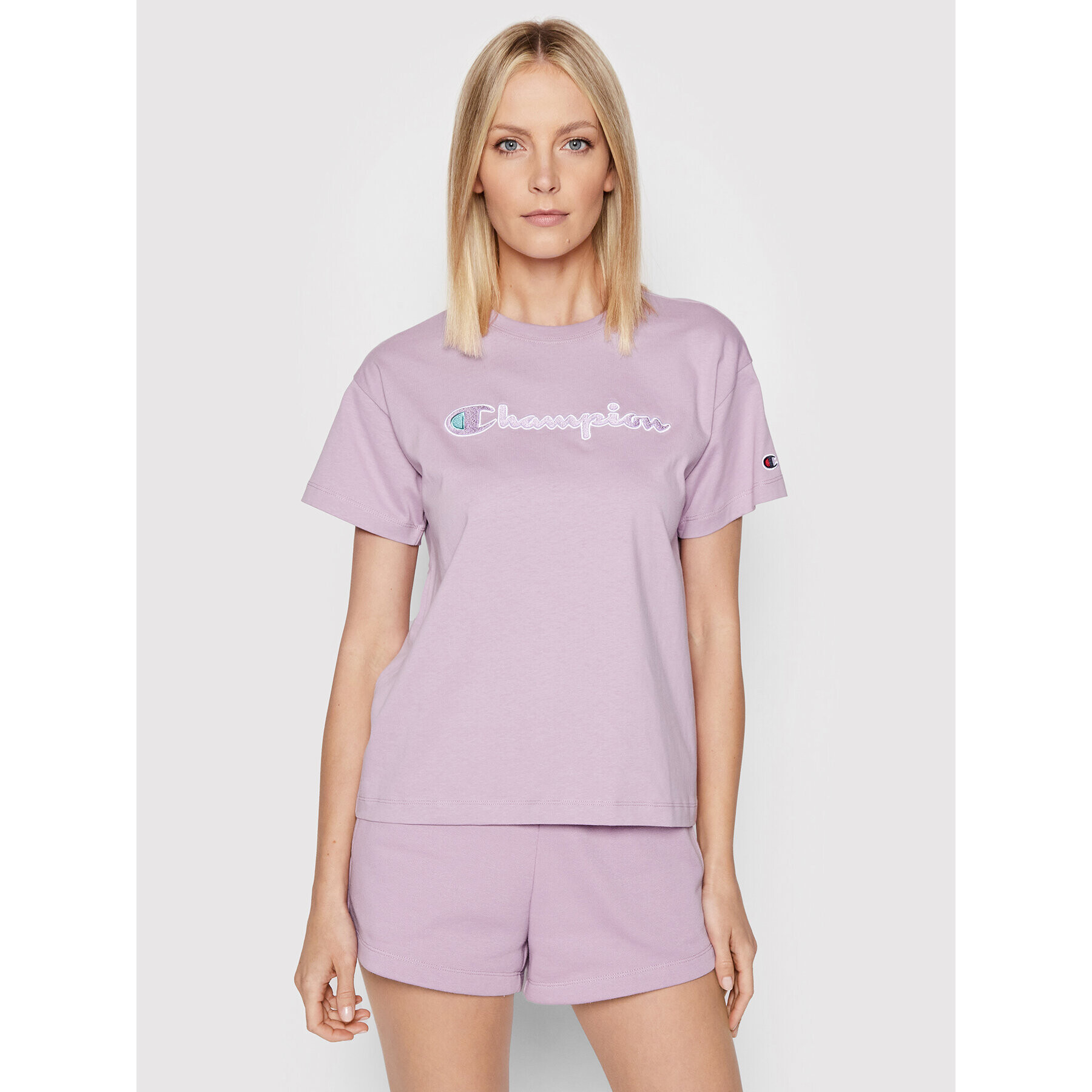 Champion Tricou Big Script Logo 115351 Violet Boxy Fit - Pled.ro