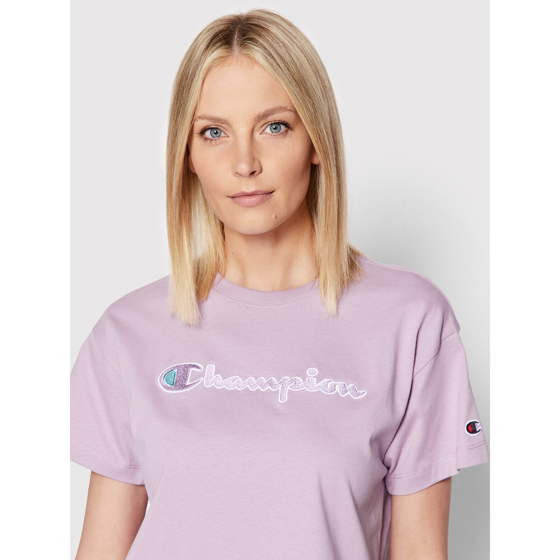 Champion Tricou Big Script Logo 115351 Violet Boxy Fit - Pled.ro