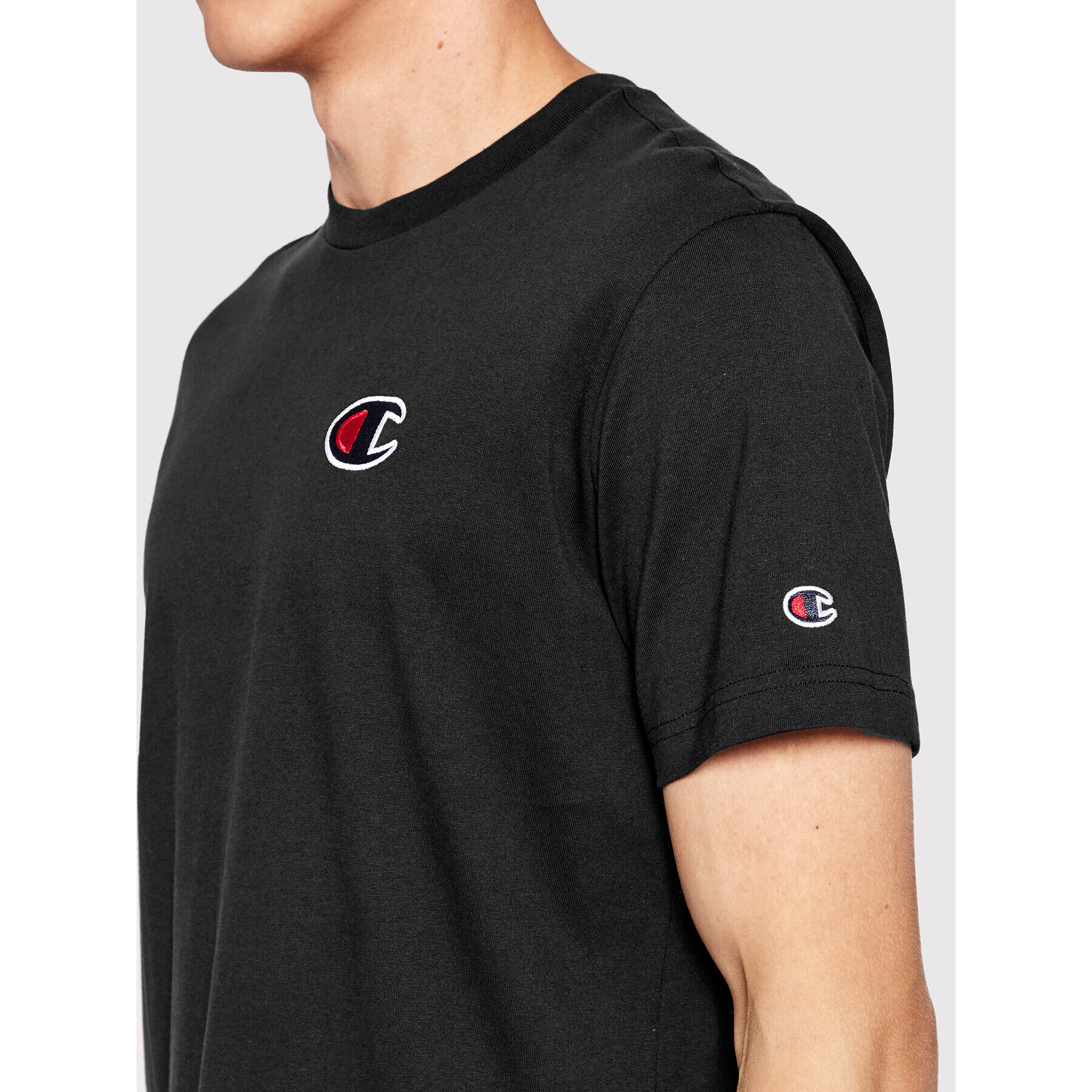 Champion Tricou C Logo 217069 Negru Regular Fit - Pled.ro