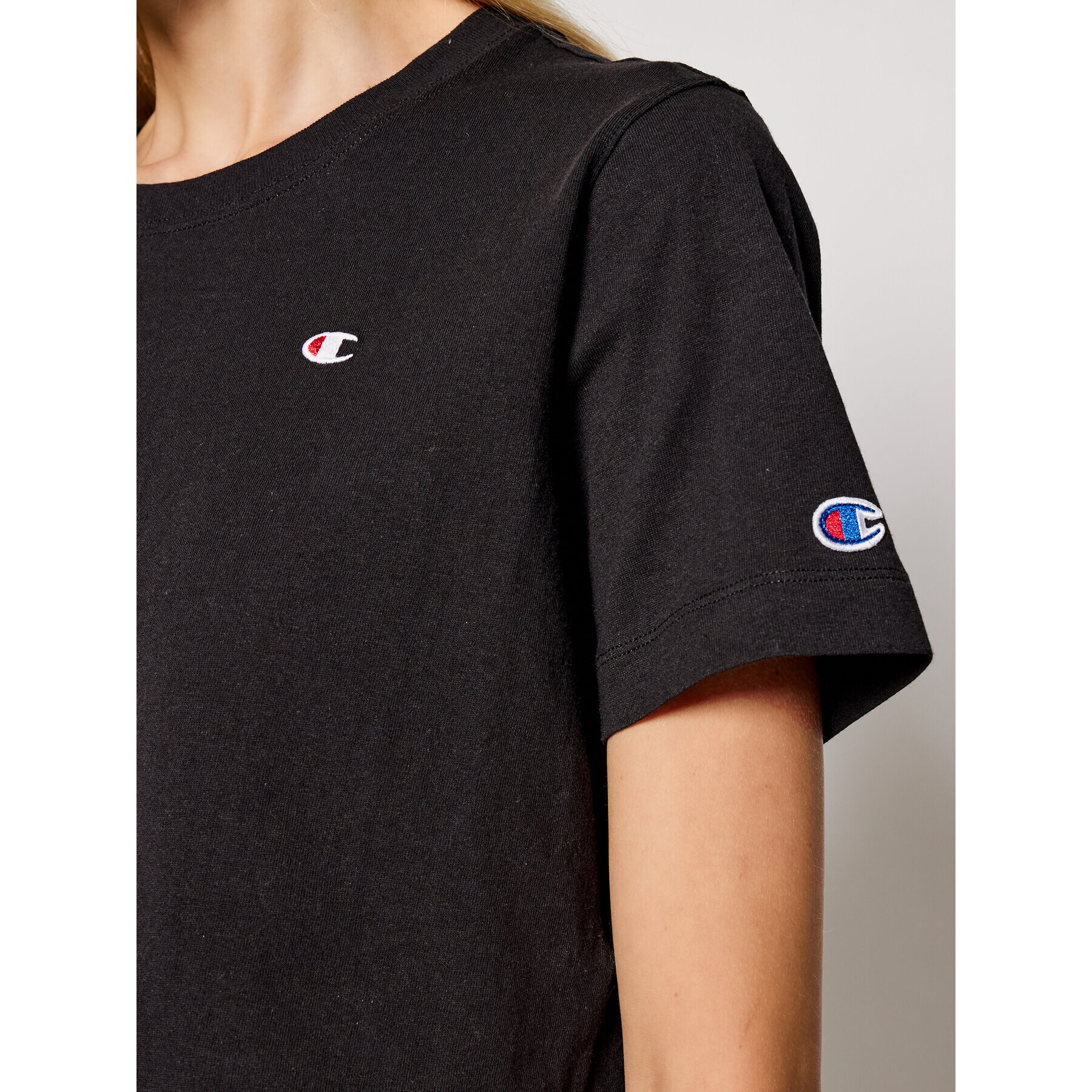 Champion Tricou C Logo Crew Neck 112731 Negru Custom Fit - Pled.ro