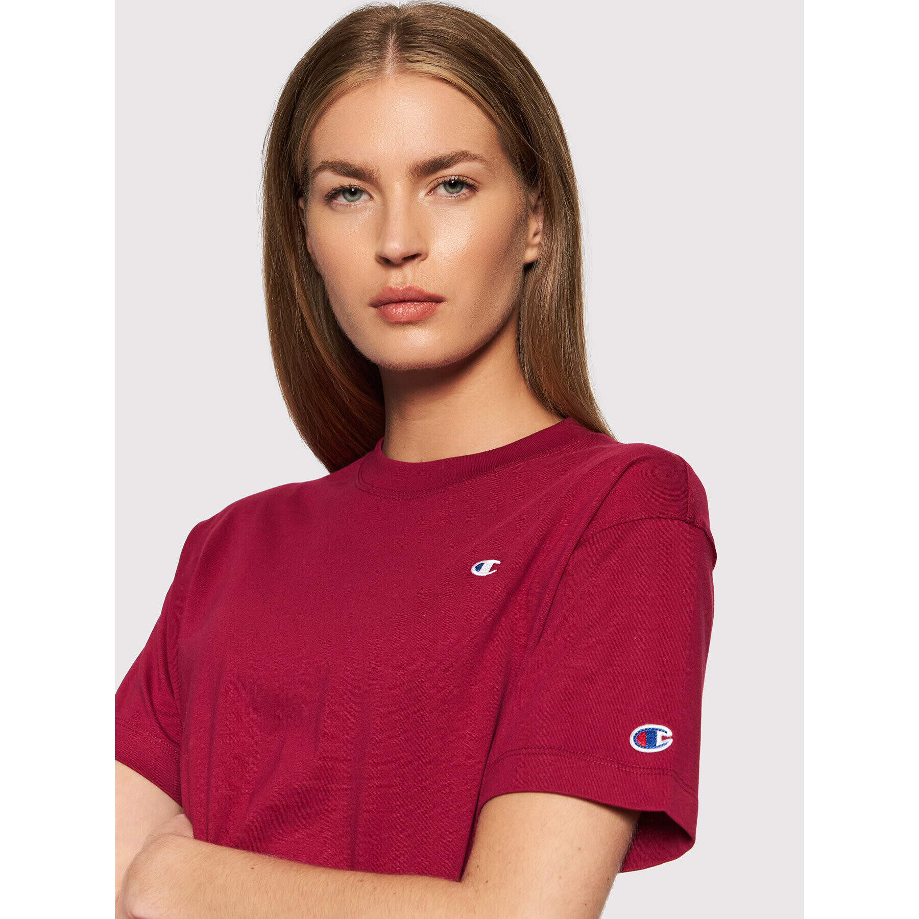 Champion Tricou C Logo Cropped 114129 Vișiniu Custom Fit - Pled.ro