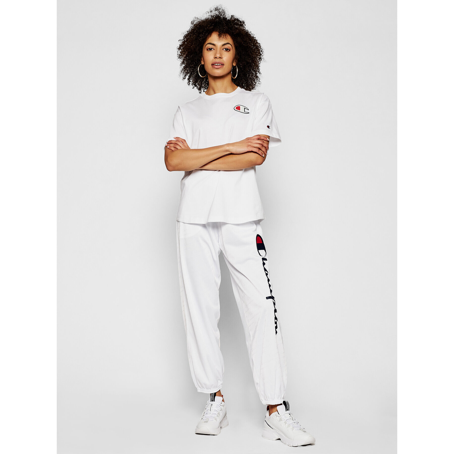 Champion Tricou C Patch 112651 Alb Oversize - Pled.ro