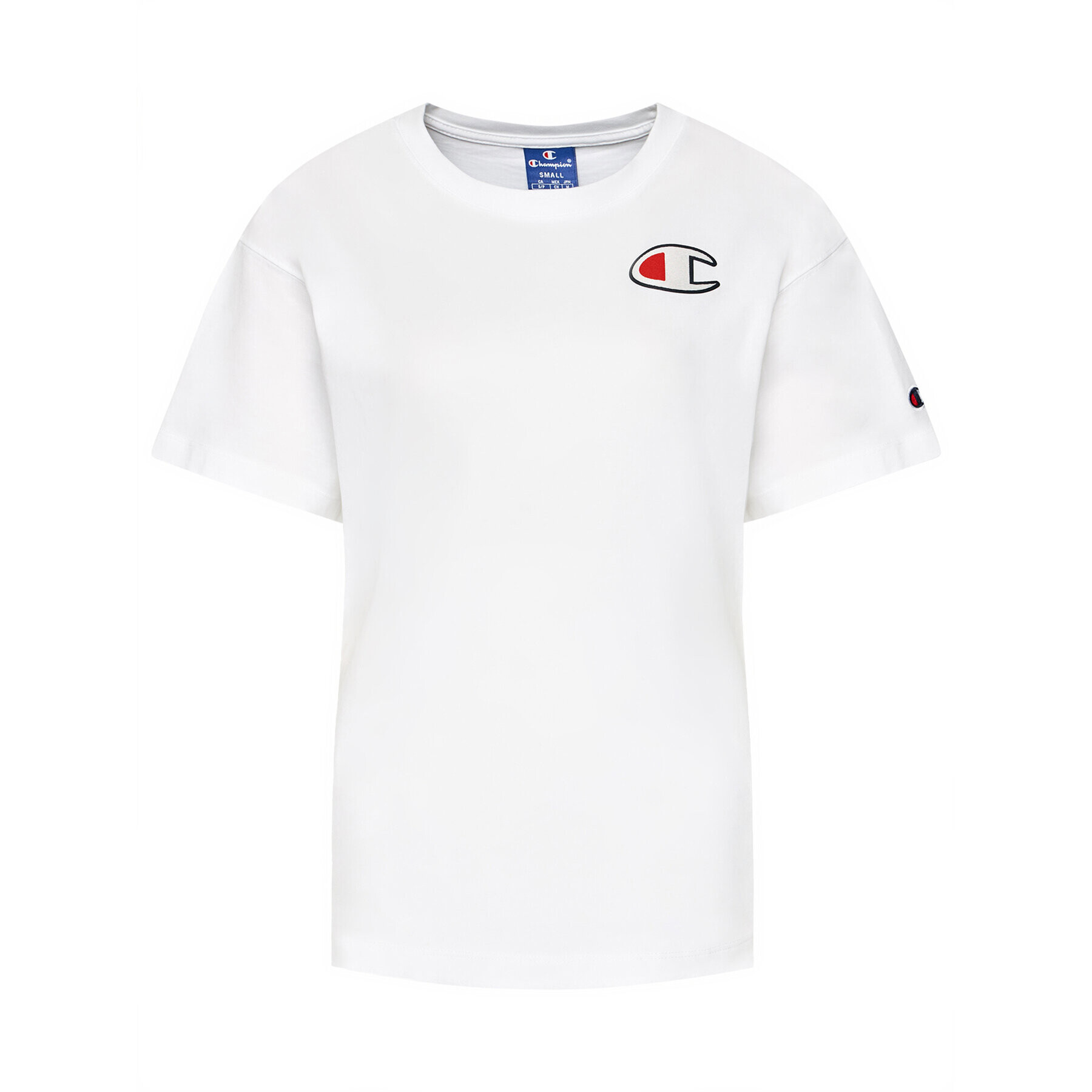 Champion Tricou C Patch 112651 Alb Oversize - Pled.ro