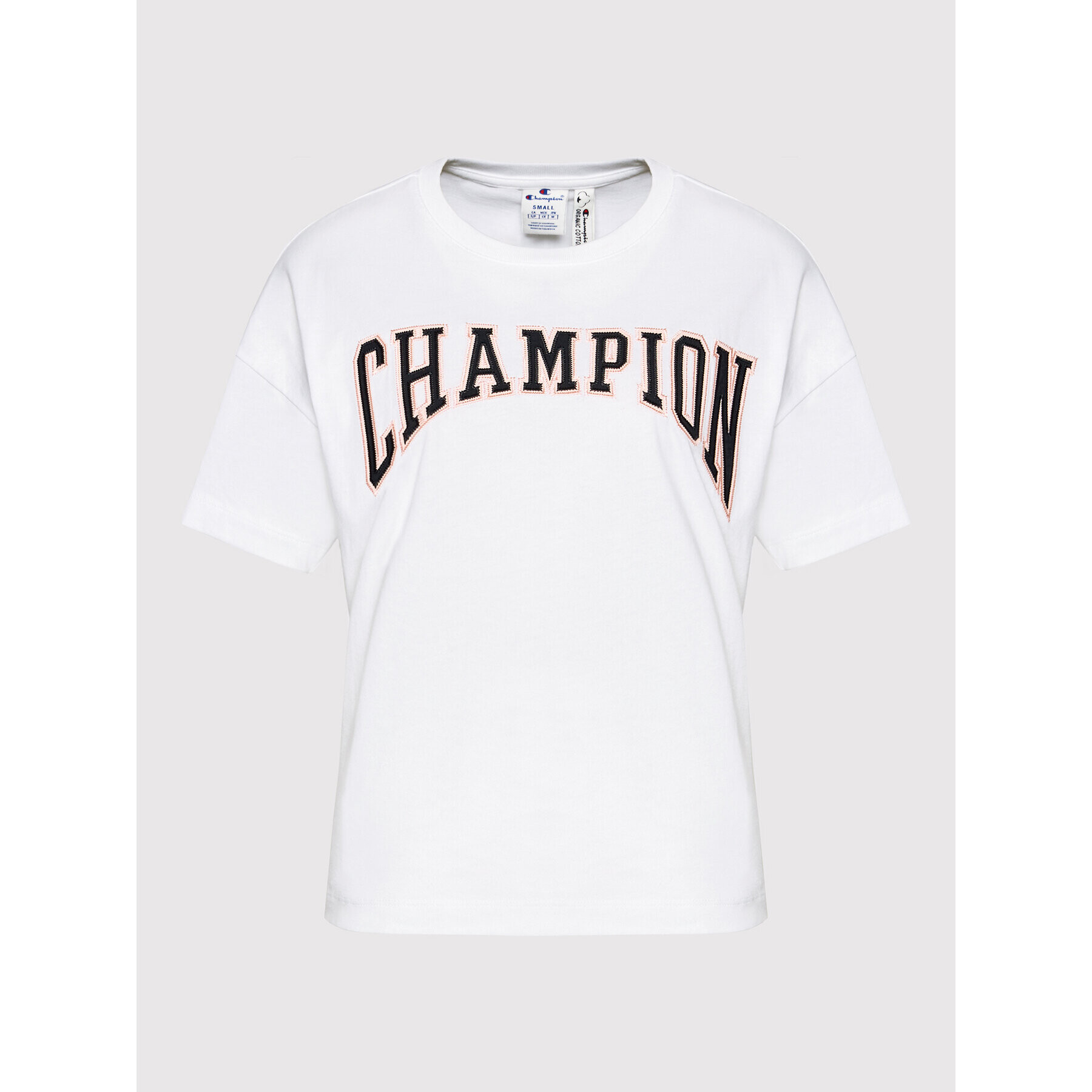 Champion Tricou Collegiate Logo 114526 Alb Oversize - Pled.ro