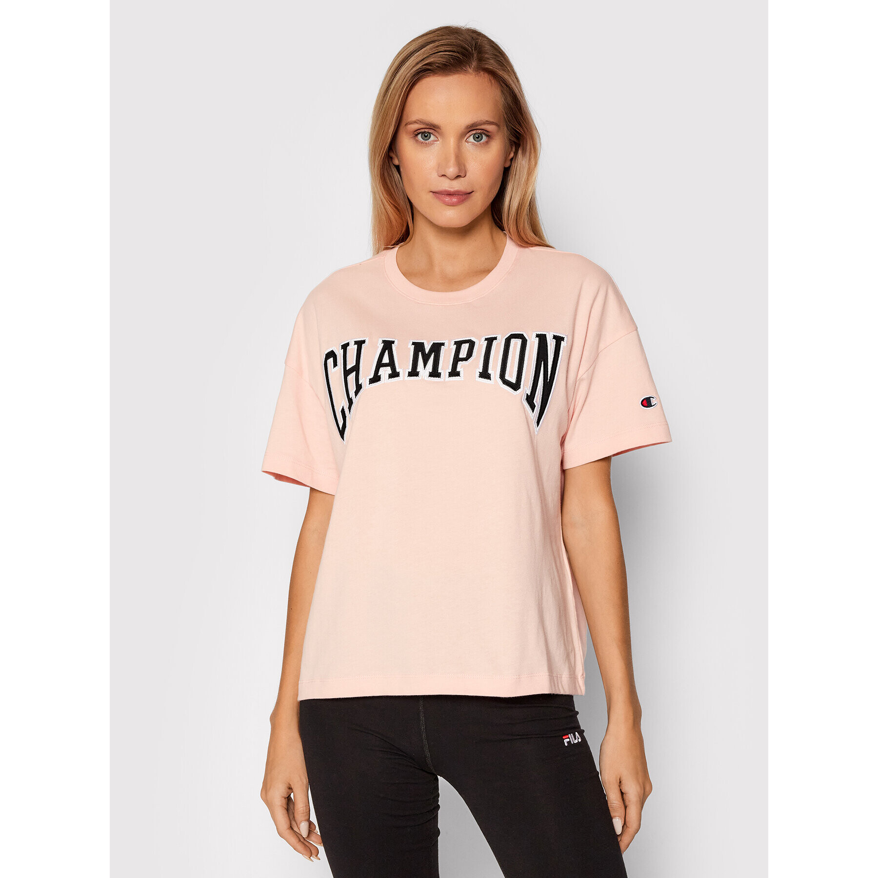 Champion Tricou Collegiate Logo 114526 Roz Oversize - Pled.ro