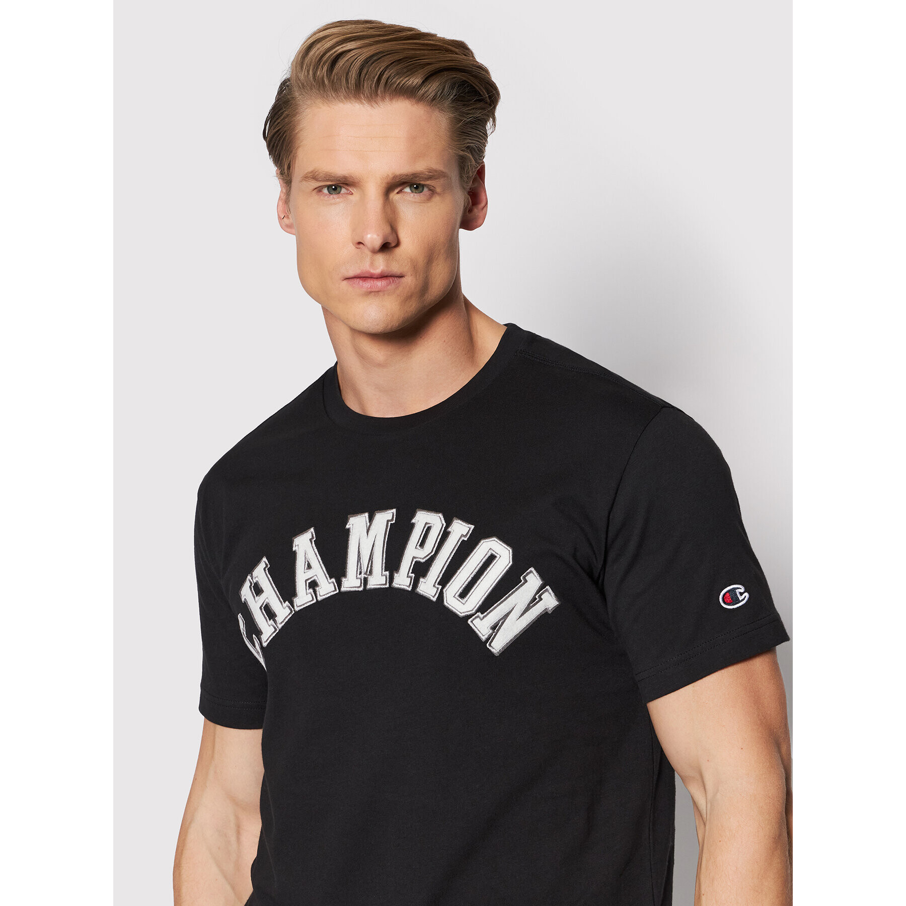 Champion Tricou Collegiate Logo 216575 Negru Regular Fit - Pled.ro