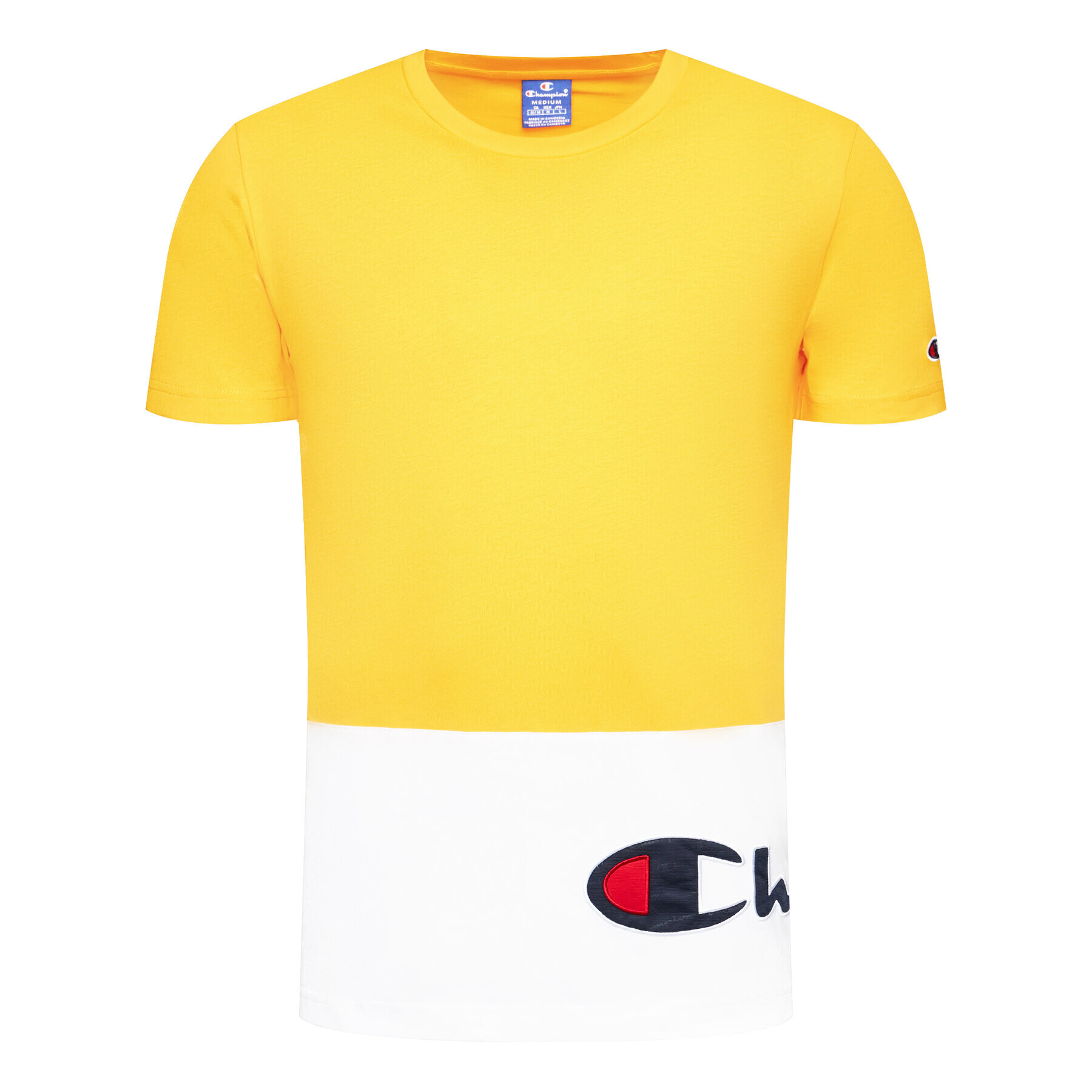 Champion Tricou Colour Block Wraparound Logo 214208 Galben Regular Fit - Pled.ro