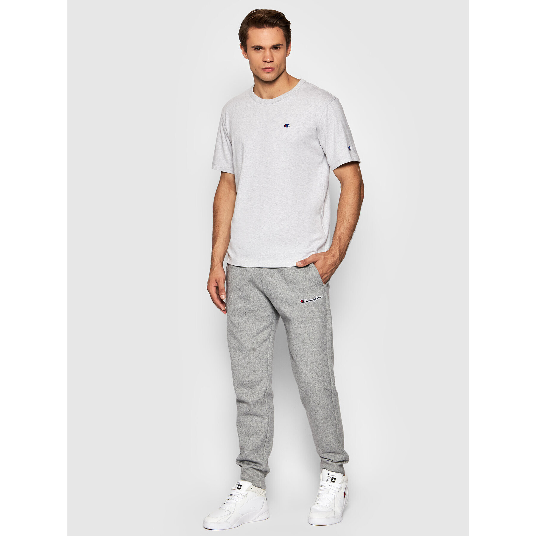 Champion Tricou Crewneck 216545 Gri Regular Fit - Pled.ro