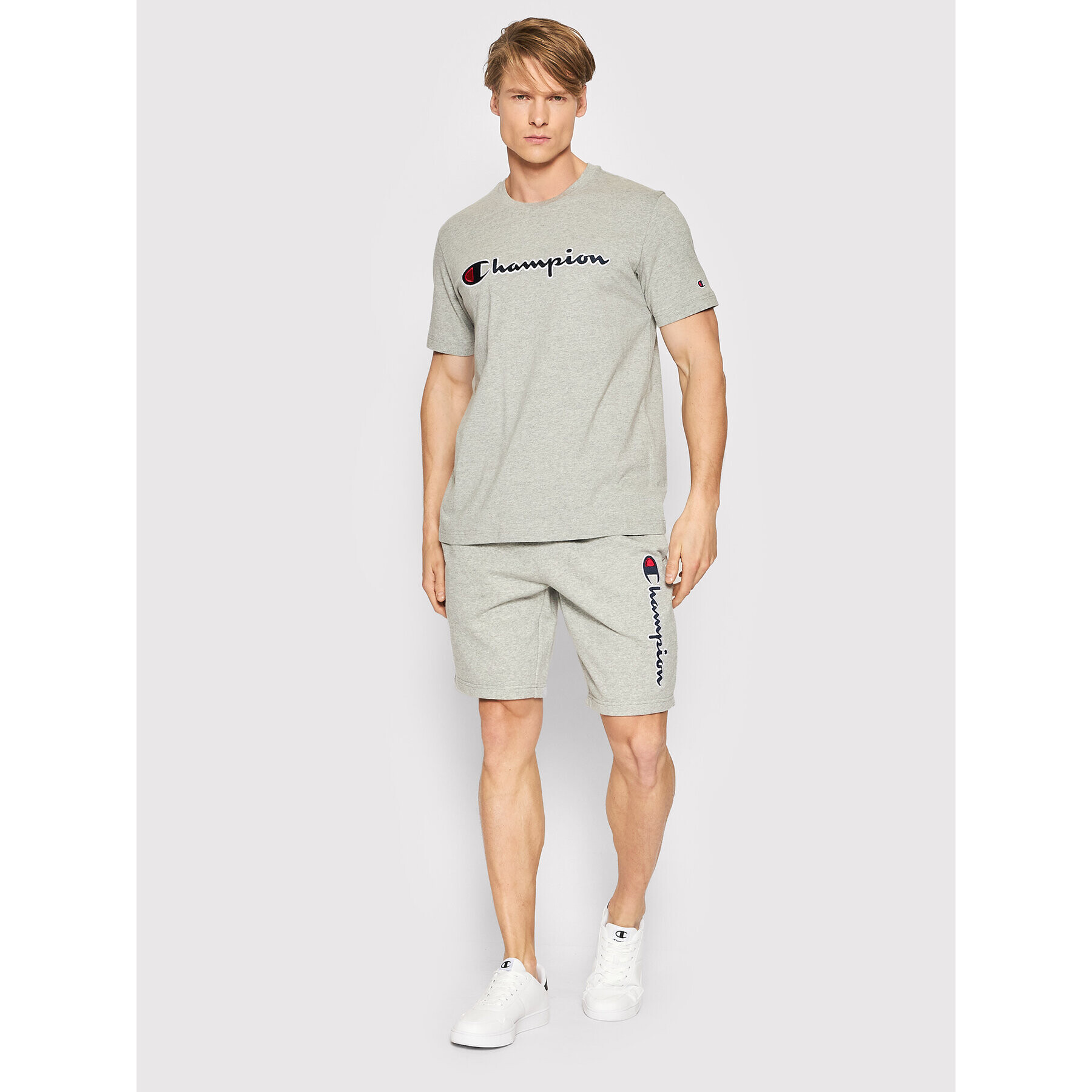 Champion Tricou Crewneck 217814 Gri Regular Fit - Pled.ro