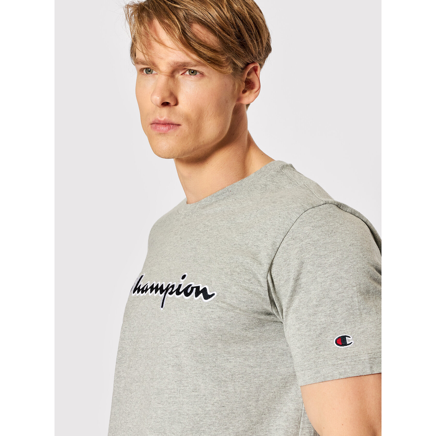 Champion Tricou Crewneck 217814 Gri Regular Fit - Pled.ro