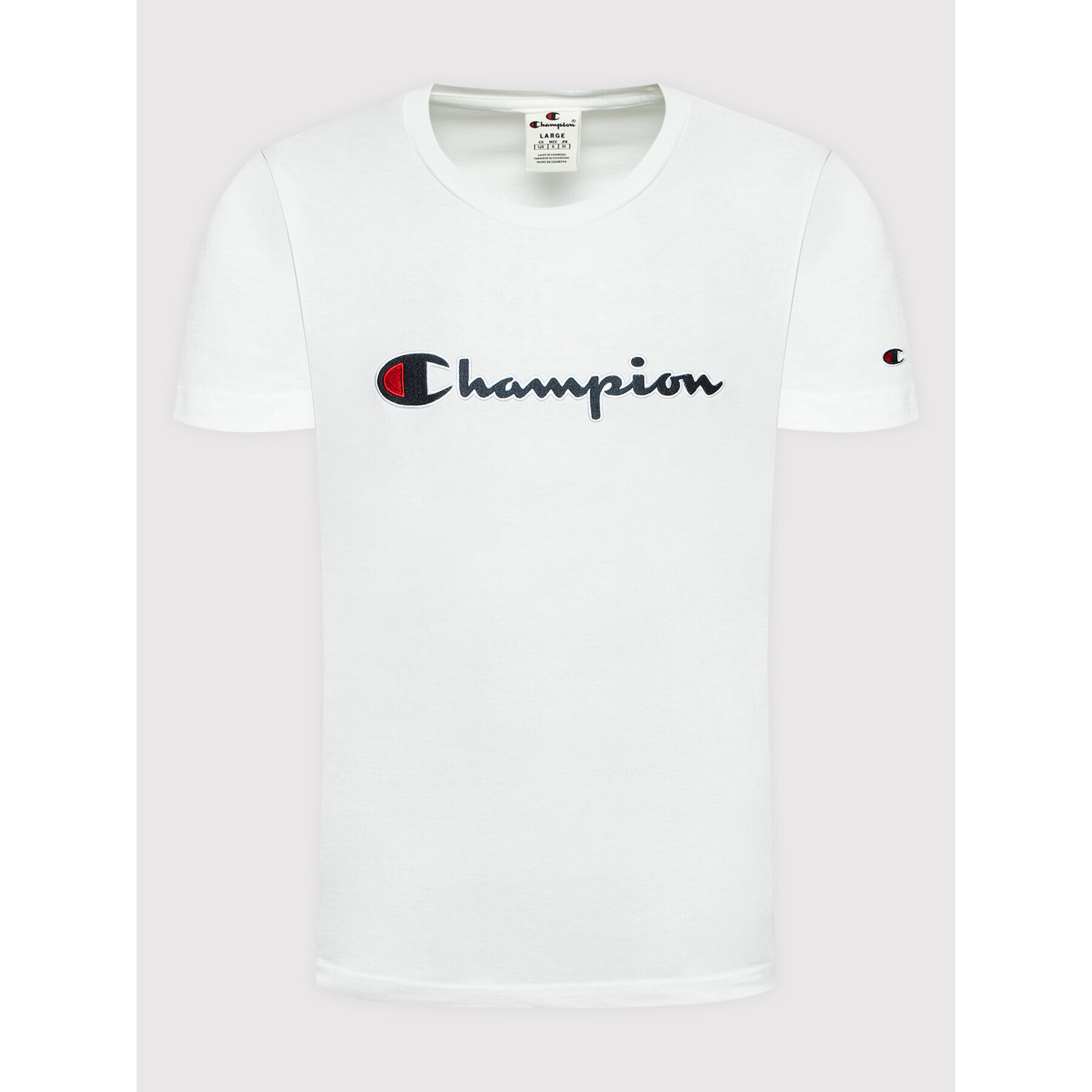 Champion Tricou Embroidered 217814 Alb Regular Fit - Pled.ro