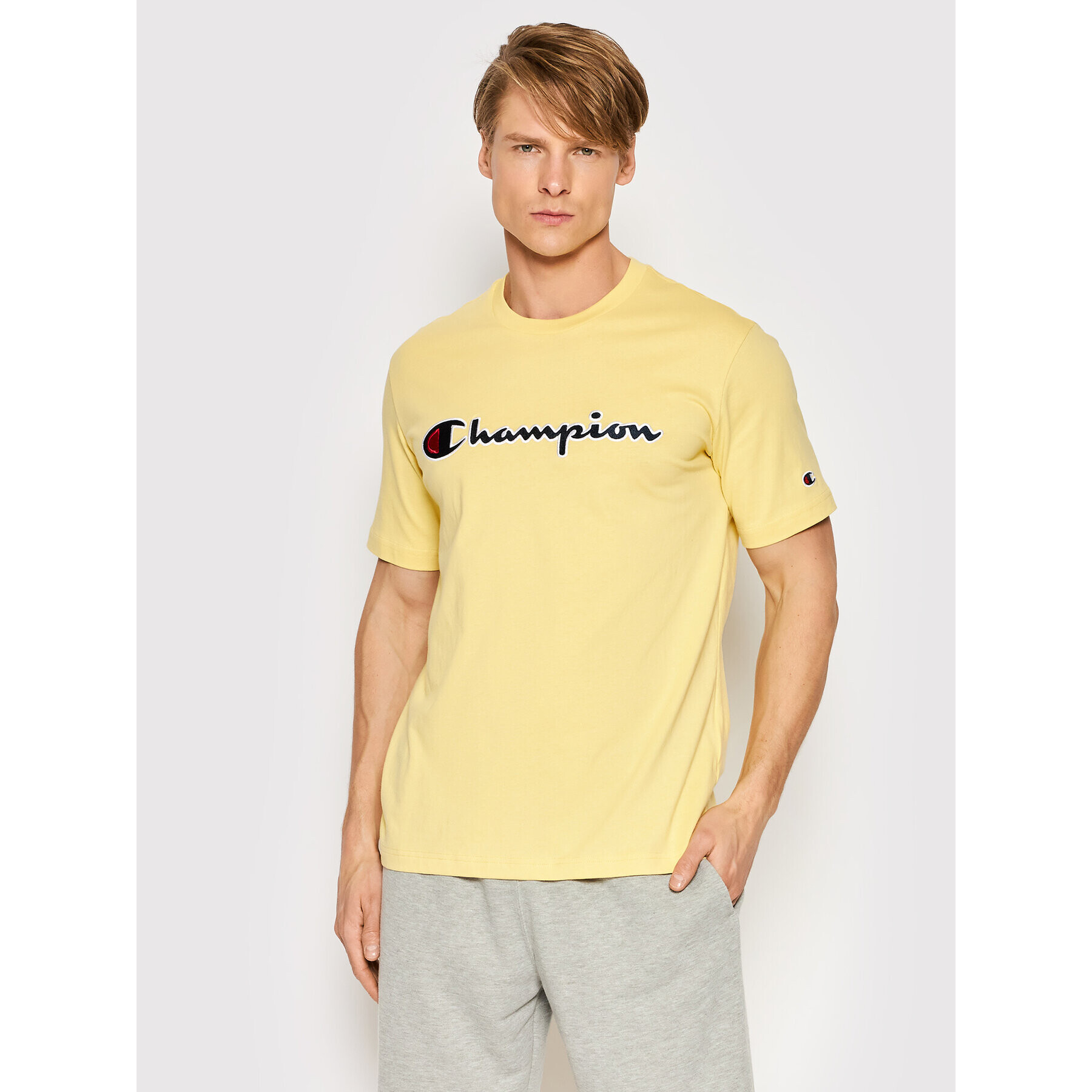 Champion Tricou Embroidered 217814 Galben Regular Fit - Pled.ro