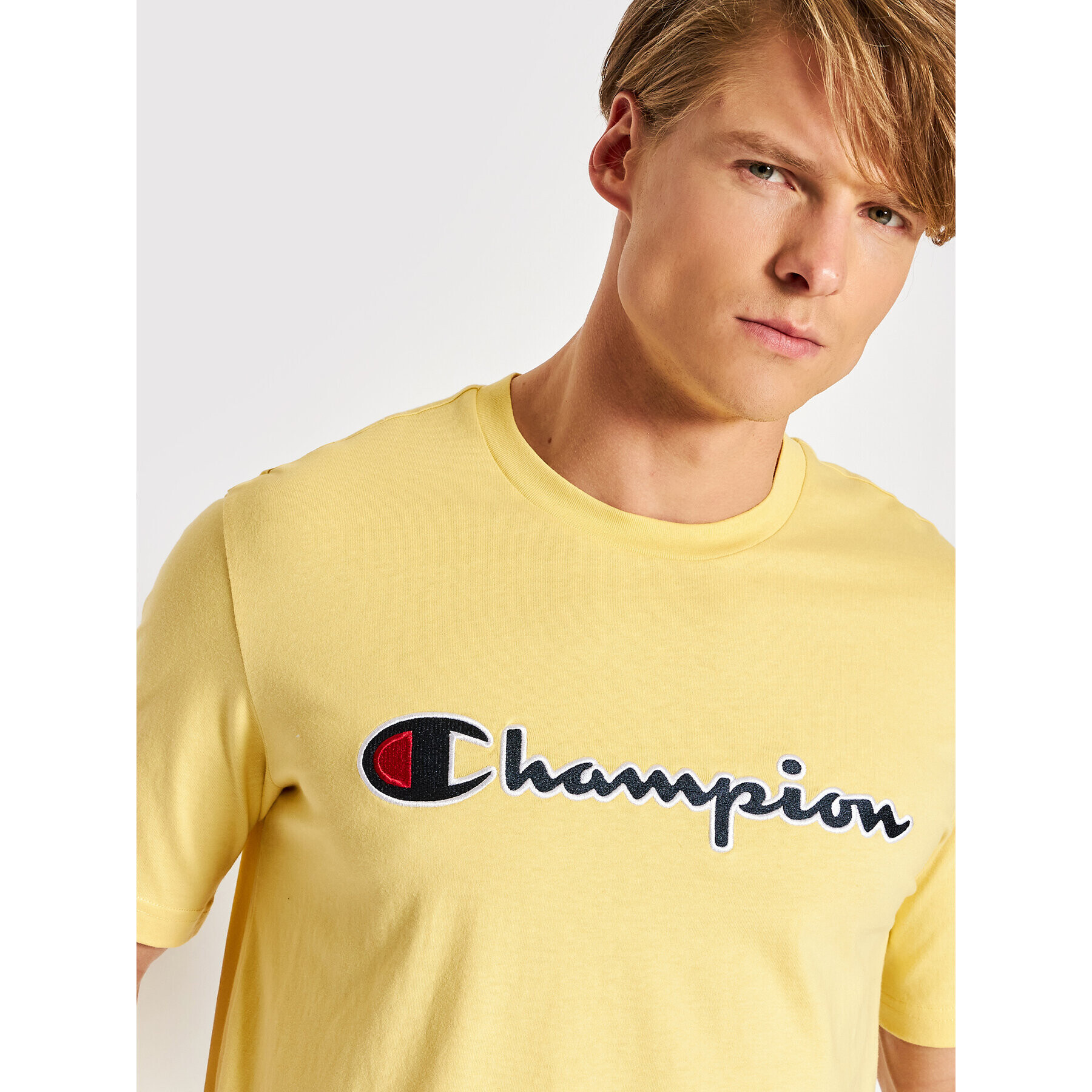 Champion Tricou Embroidered 217814 Galben Regular Fit - Pled.ro