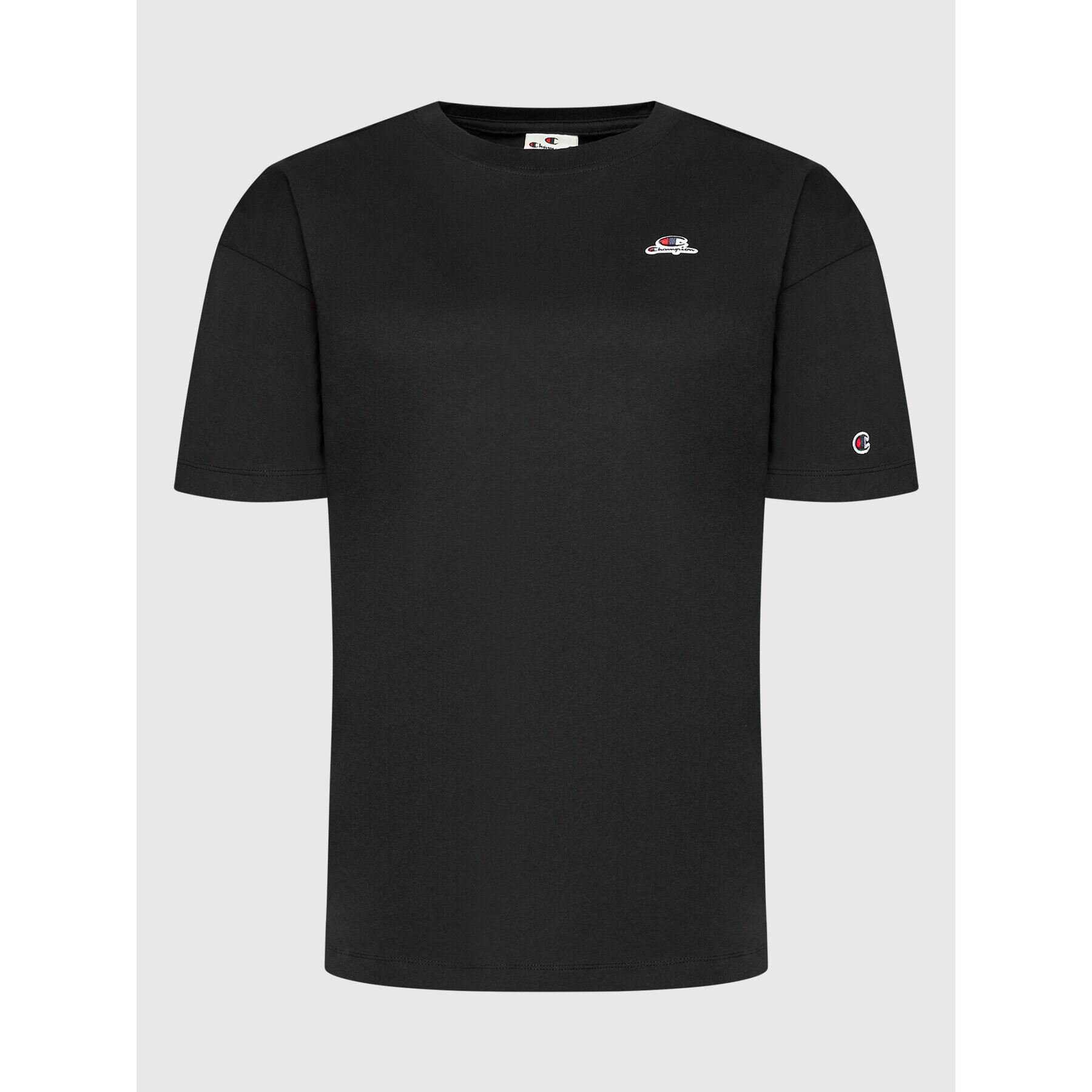 Champion Tricou Embroidered Patch 114931 Negru Boxy Fit - Pled.ro