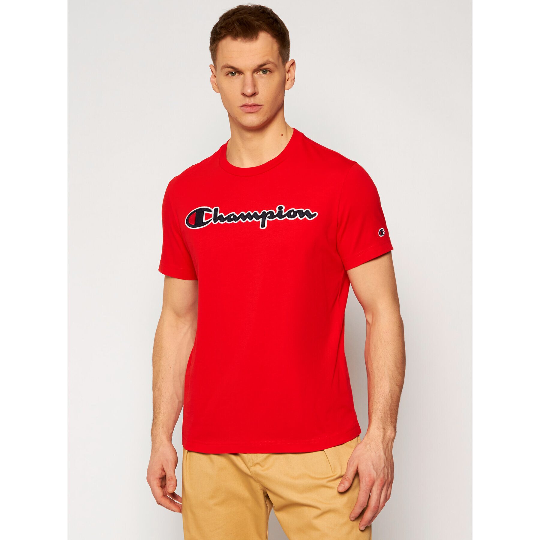 Champion Tricou Logo 214194 Roșu Comfort Fit - Pled.ro