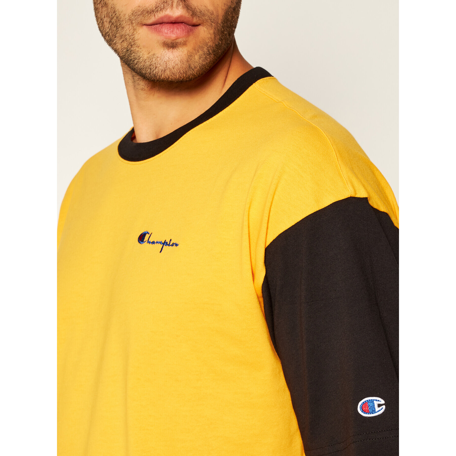 Champion Tricou Manica Logo 214285 Galben Regular Fit - Pled.ro