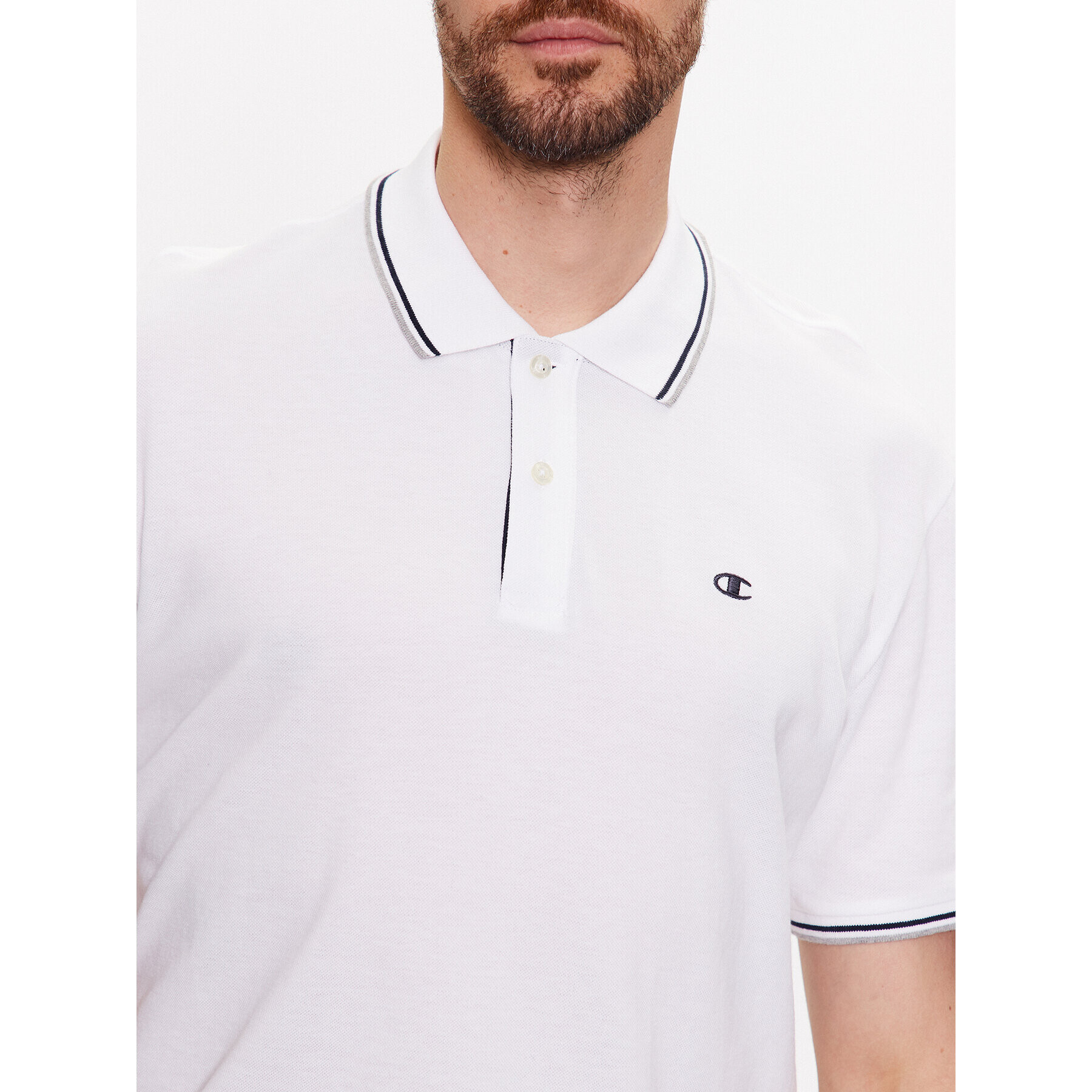 Champion Tricou polo 218755 Alb Regular Fit - Pled.ro