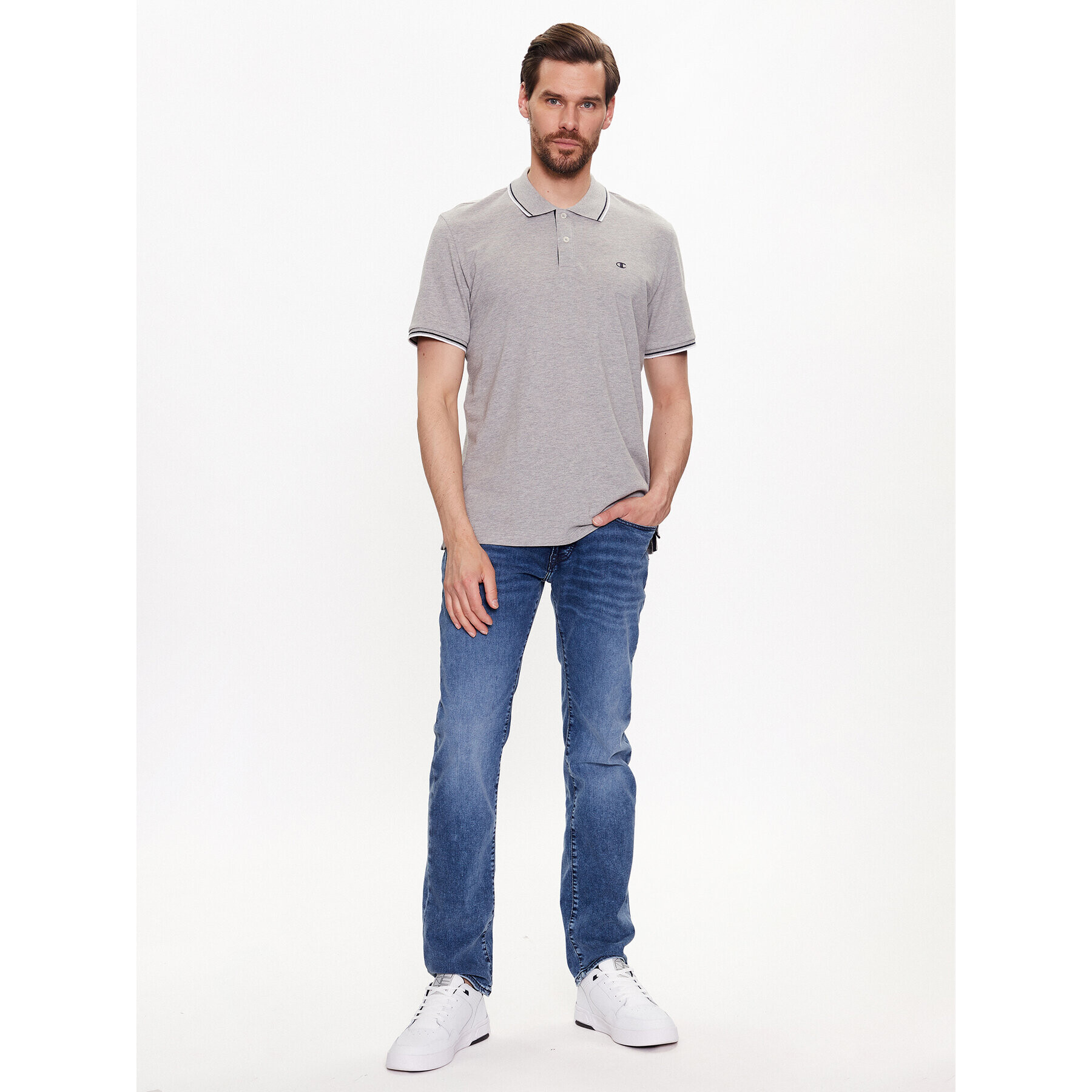 Champion Tricou polo 218755 Gri Regular Fit - Pled.ro