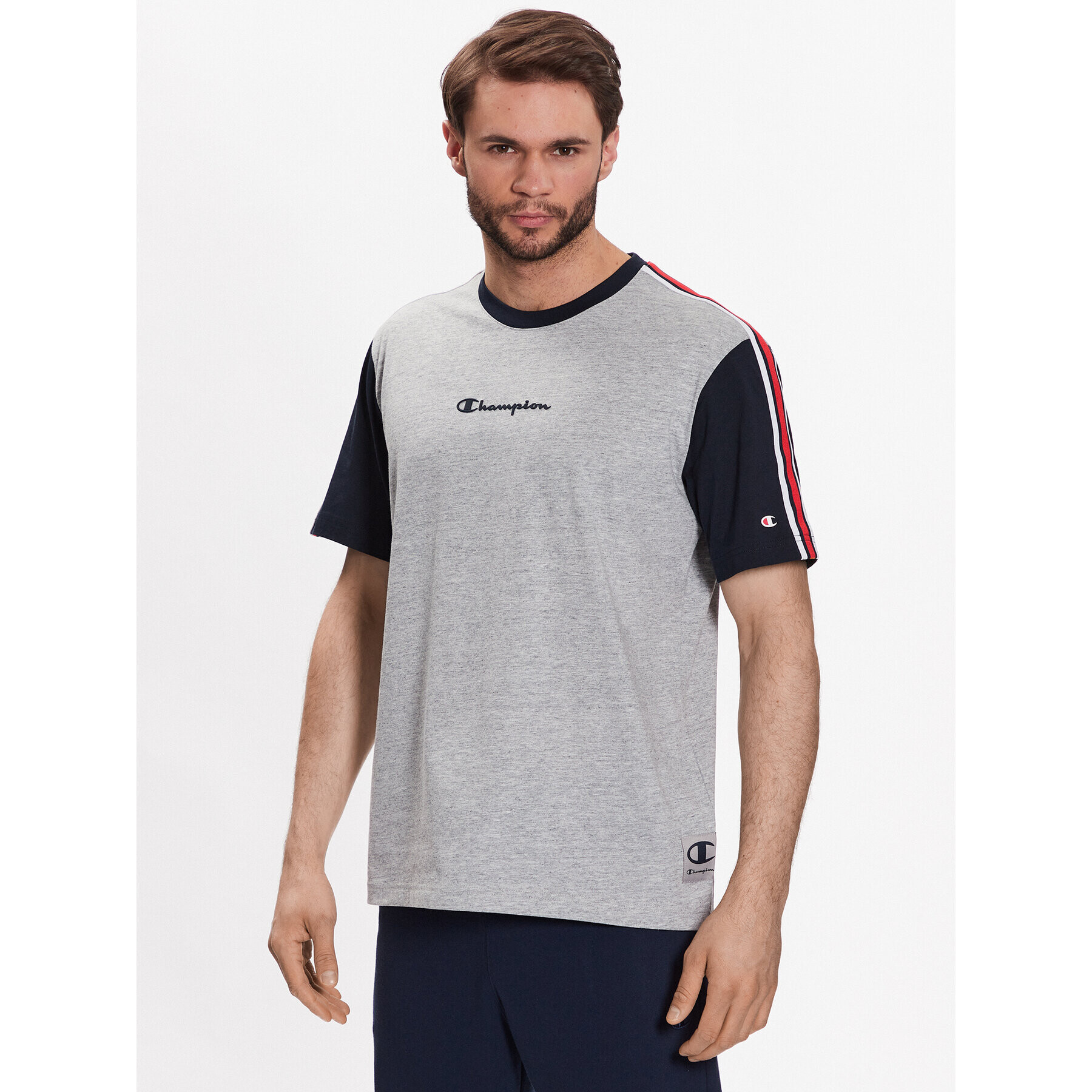 Champion Tricou Retro Basketball 218768 Gri Regular Fit - Pled.ro