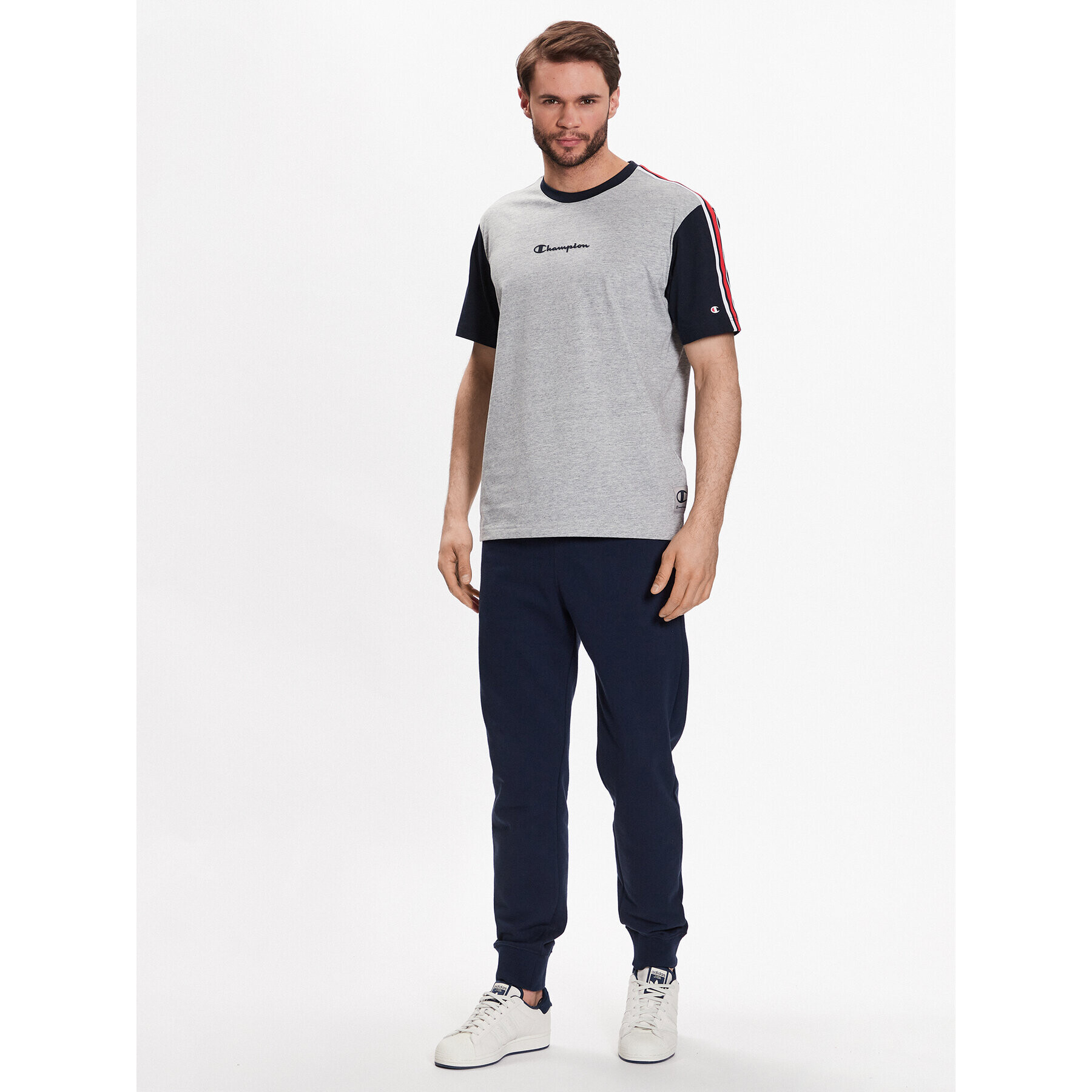 Champion Tricou Retro Basketball 218768 Gri Regular Fit - Pled.ro