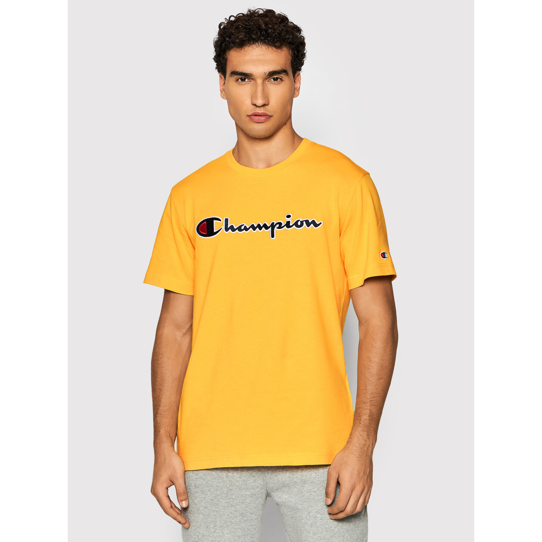 Champion Tricou Script Logo 216473 Galben Regular Fit - Pled.ro