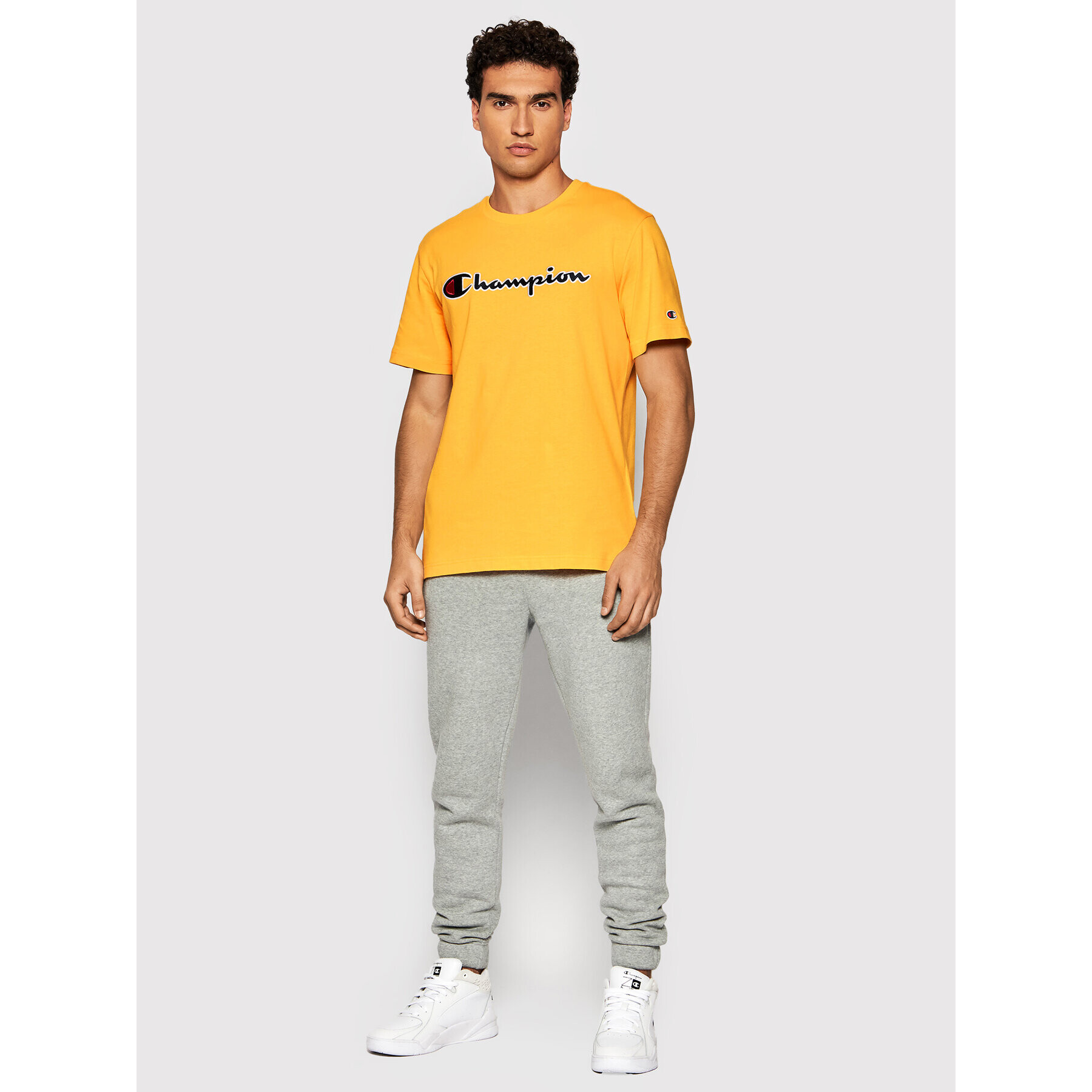 Champion Tricou Script Logo 216473 Galben Regular Fit - Pled.ro