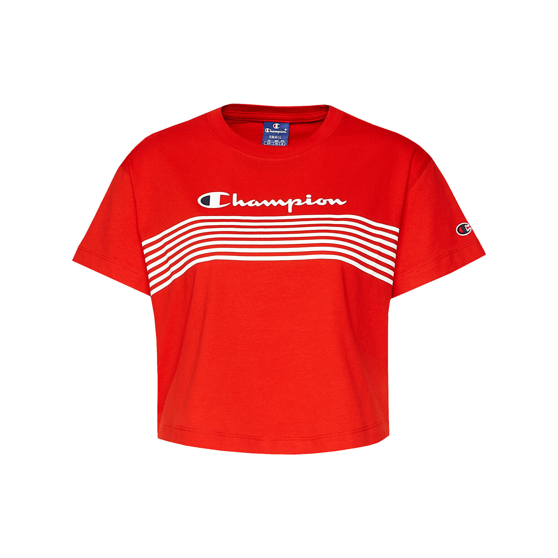 Champion Tricou Script Logo Stripe 113098 Roșu Custom Fit - Pled.ro