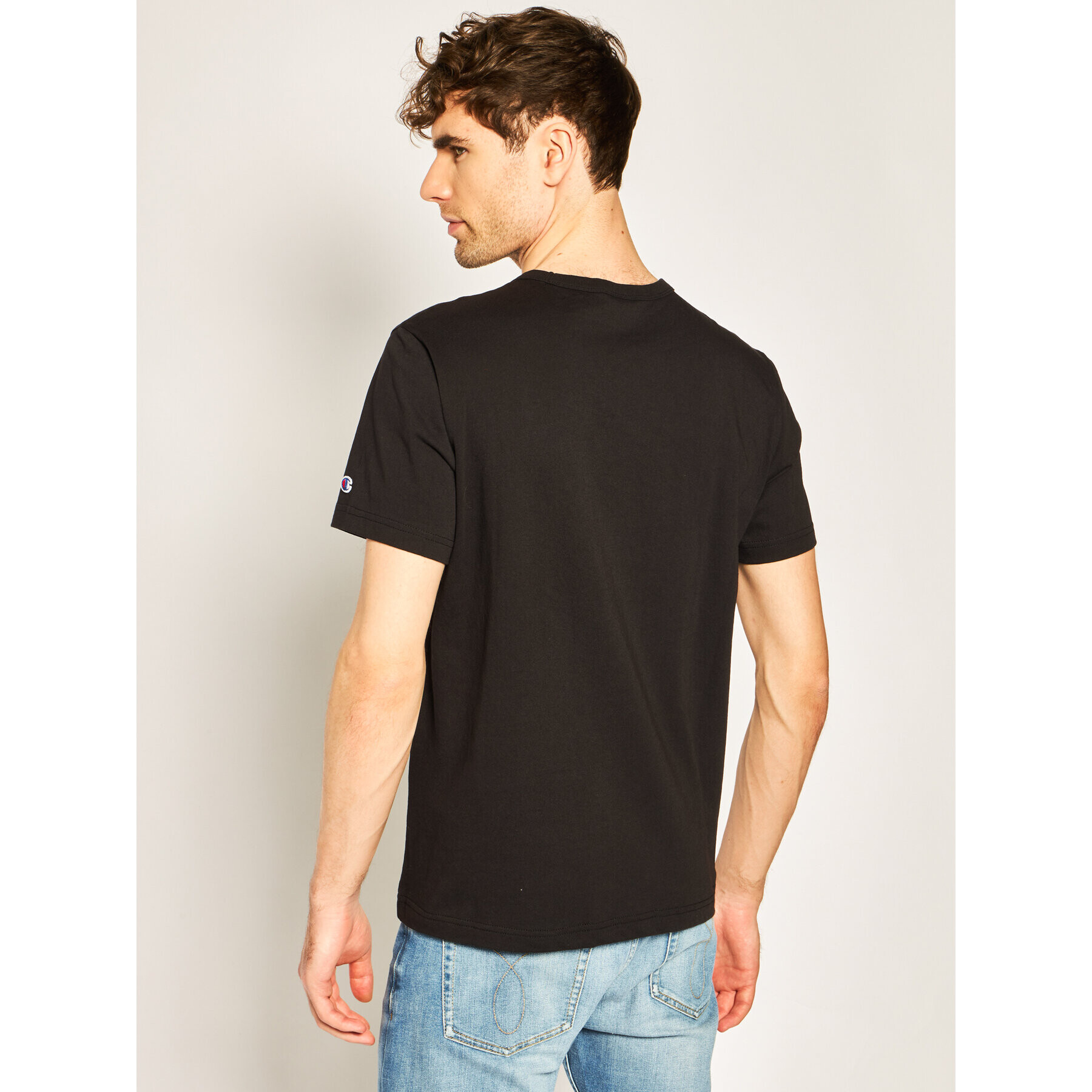 Champion Tricou Small C Logo 214674 Negru Custom Fit - Pled.ro