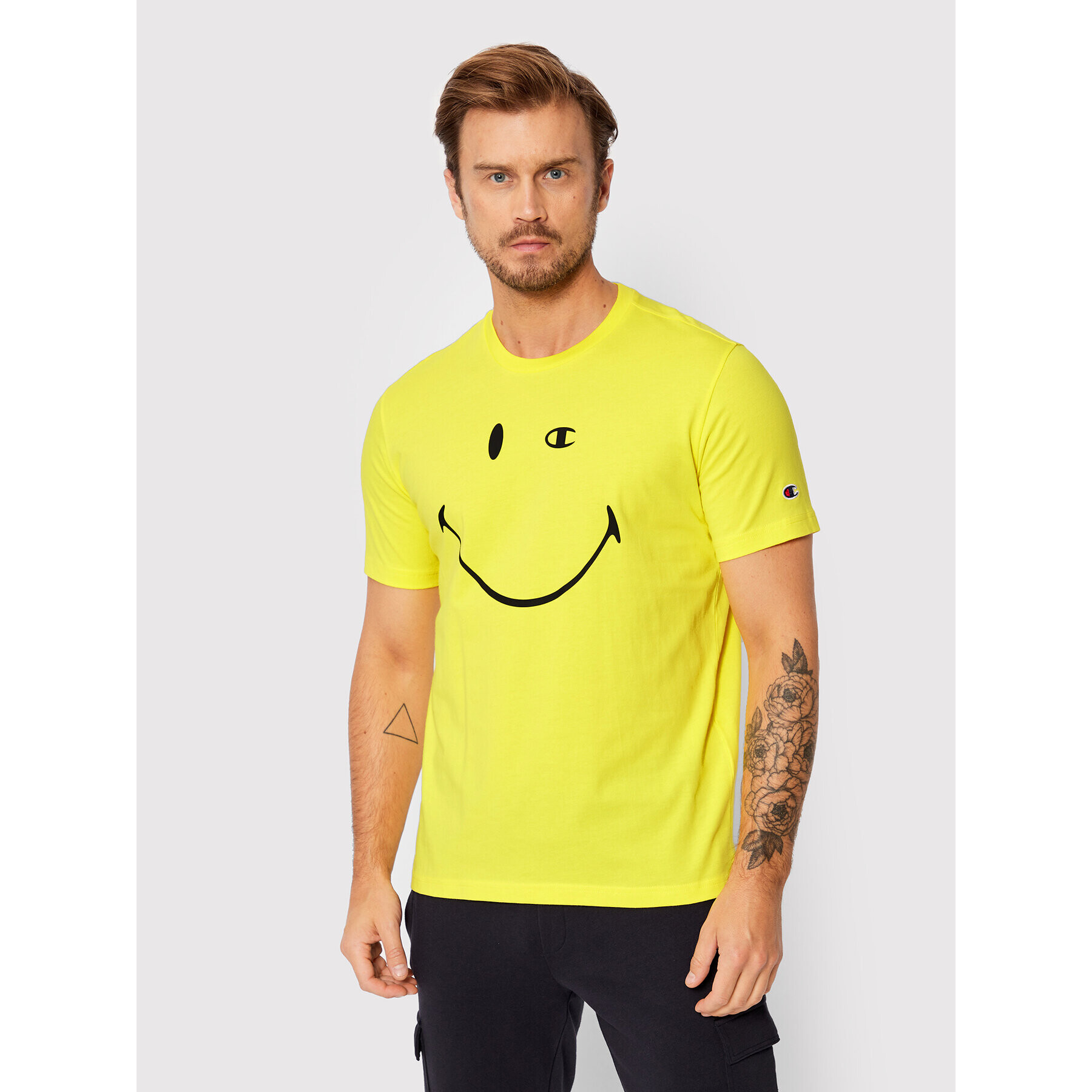 Champion Tricou SMILEY 218226 Galben Regular Fit - Pled.ro