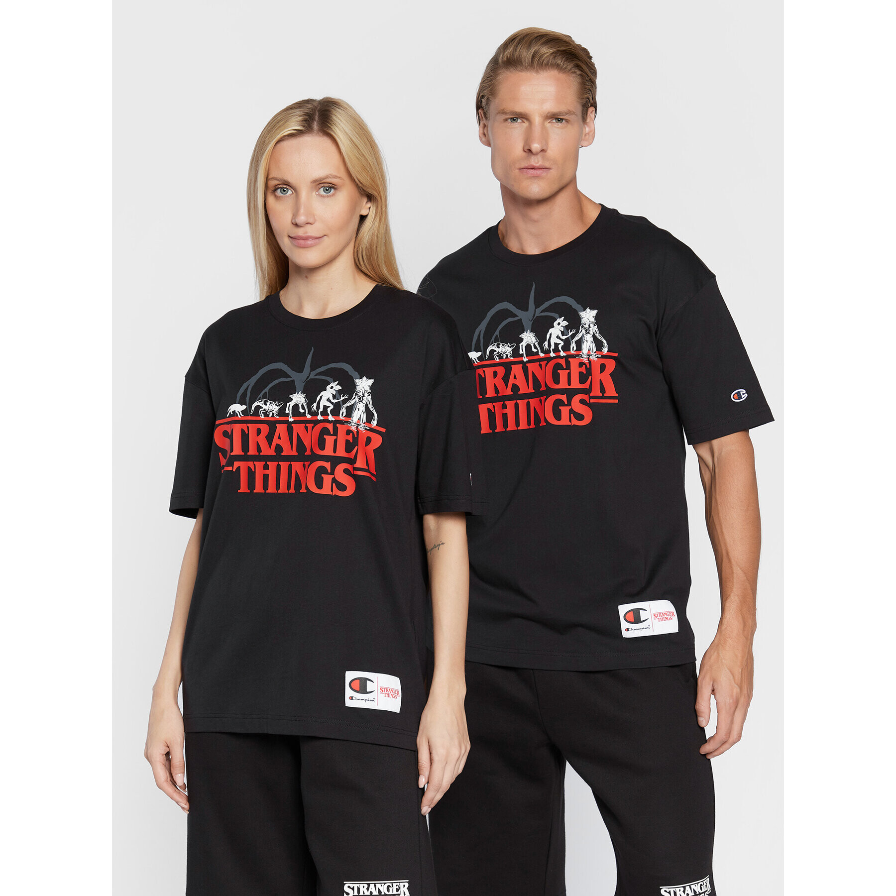 Champion Tricou STRANGER THINGS Unisex 217791 Negru Custom Fit - Pled.ro