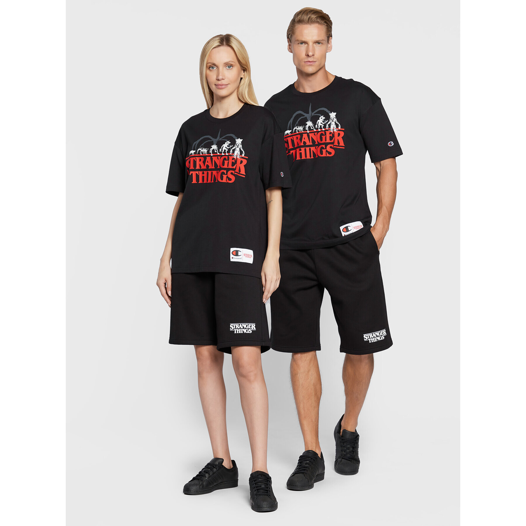 Champion Tricou STRANGER THINGS Unisex 217791 Negru Custom Fit - Pled.ro